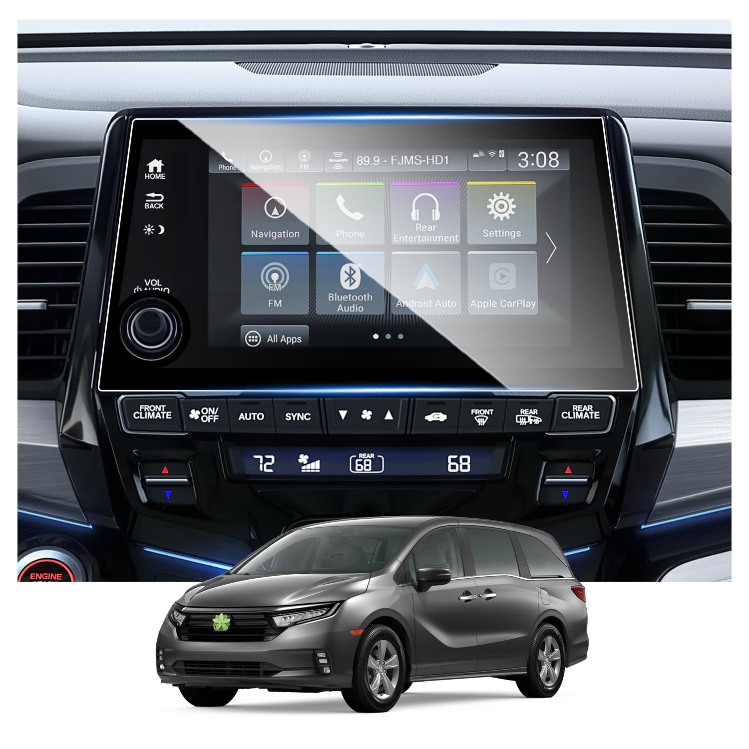 Ruiya 2024 Odyssey Screen Protector for 8" Touchscreen Silk Matte Tempered Glass Compatible with 2018-2024 Honda Odyssey
