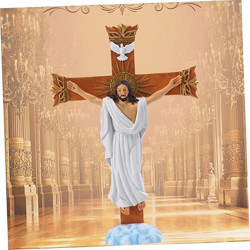 Miniatura 2 de Holibanna Dije de estatua de Jesús para decoración de escritorio, adornos para estantes, decoración de escritorio, estatua de Cristo, decoración de