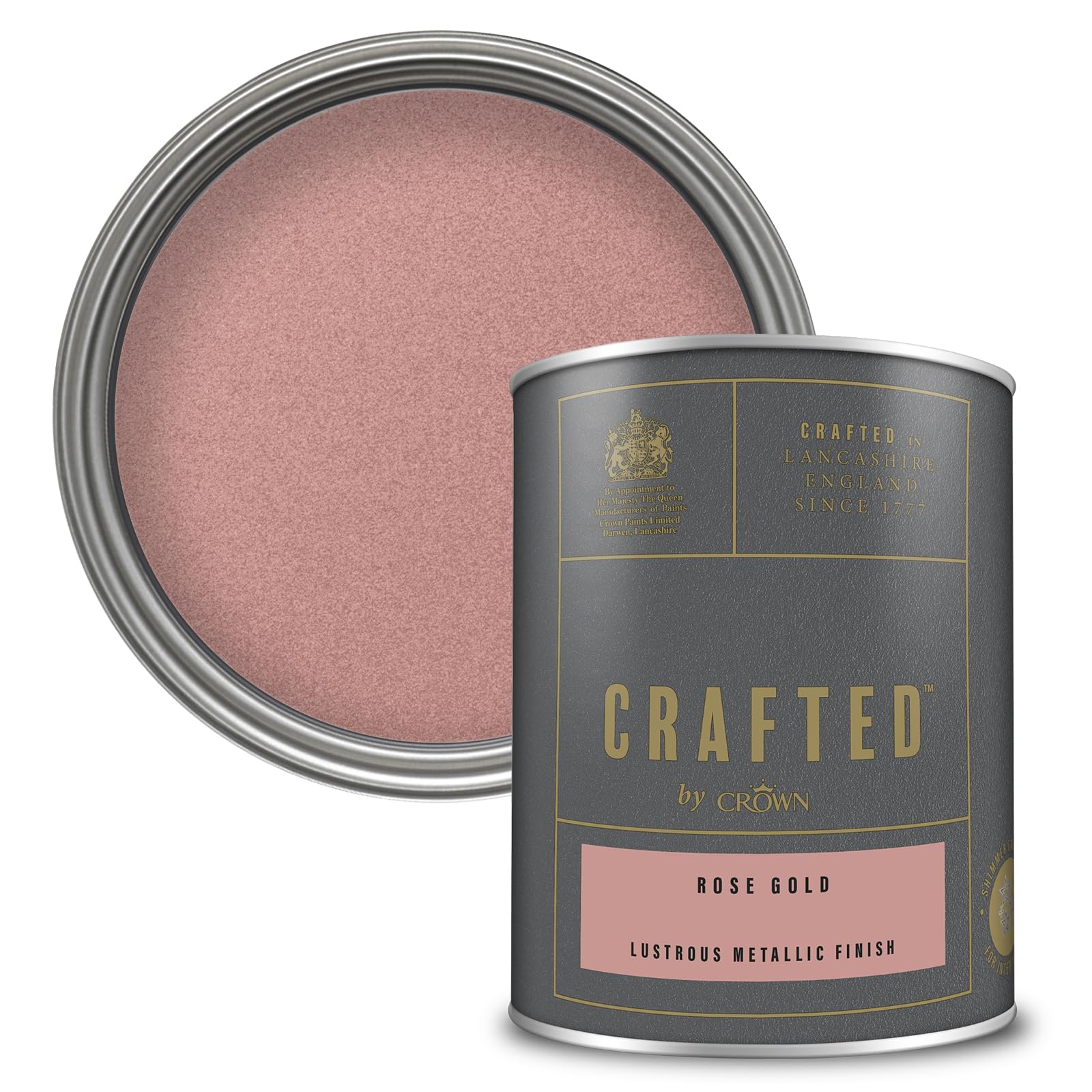 Crown Paints Crown Crafted Lustrous Metallic Paint - Rose Gold