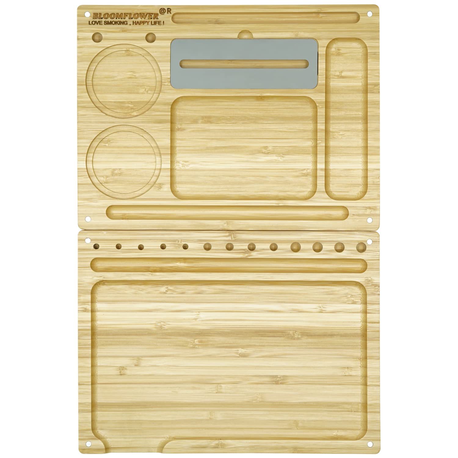 Backflip Bamboo Magnet Rolling Tray with Scoop Card,Use Trays on Desktop