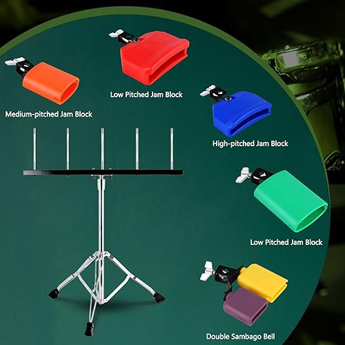 Miniatura 3 de RANMING Juego de bloques de mermelada, soporte de percusión triangular con diseño de doble soporte de plástico con diseño de campana de plástico