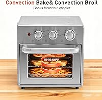Vista 7 de OLIXIS Combo de horno tostador y freidora de aire, encimera de horno de 16.9 cuartos de galón, 5 funciones en 1, 4 accesorios incluidos, inoxidable