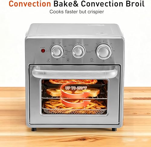 Miniatura 7 de OLIXIS Combo de horno tostador y freidora de aire, encimera de horno de 16.9 cuartos de galón, 5 funciones en 1, 4 accesorios incluidos, inoxidable,