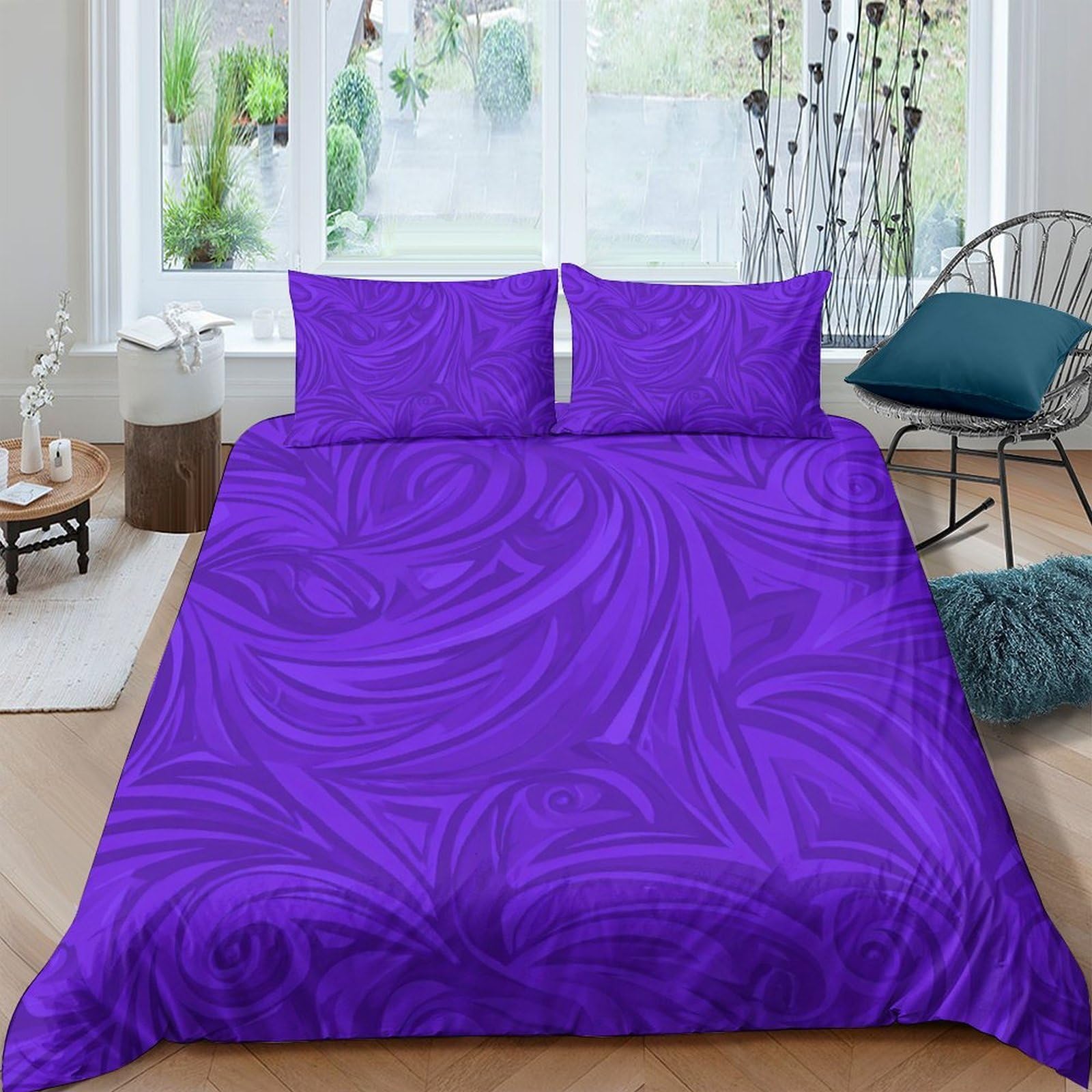 Ctjqhvkz Style-6 3D Printed Swirl Pattern Fitted Sheet Microfiber Purple Abstract Mattress Cover For Bedroom Dorm Decor Easy Care Single（135X200cm）