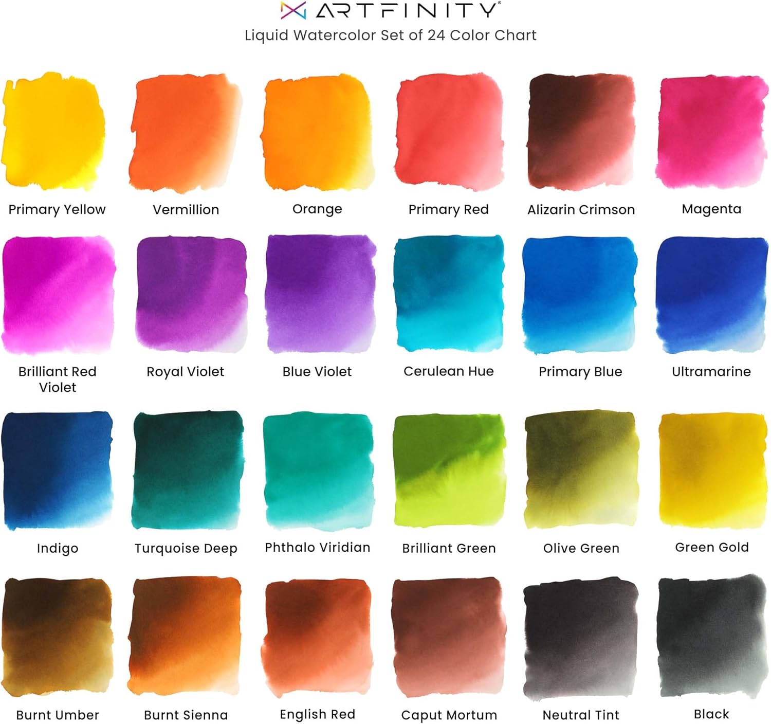 Liquid Watercolor Paint 30 ml Bottles, Set of 24 Colors - Vibrant Dye-Based Liquid Watercolor w/Glass Pipette, Fast-Drying, Fine Art Paint for Calligraphy, Airbrushing & Traditional Art