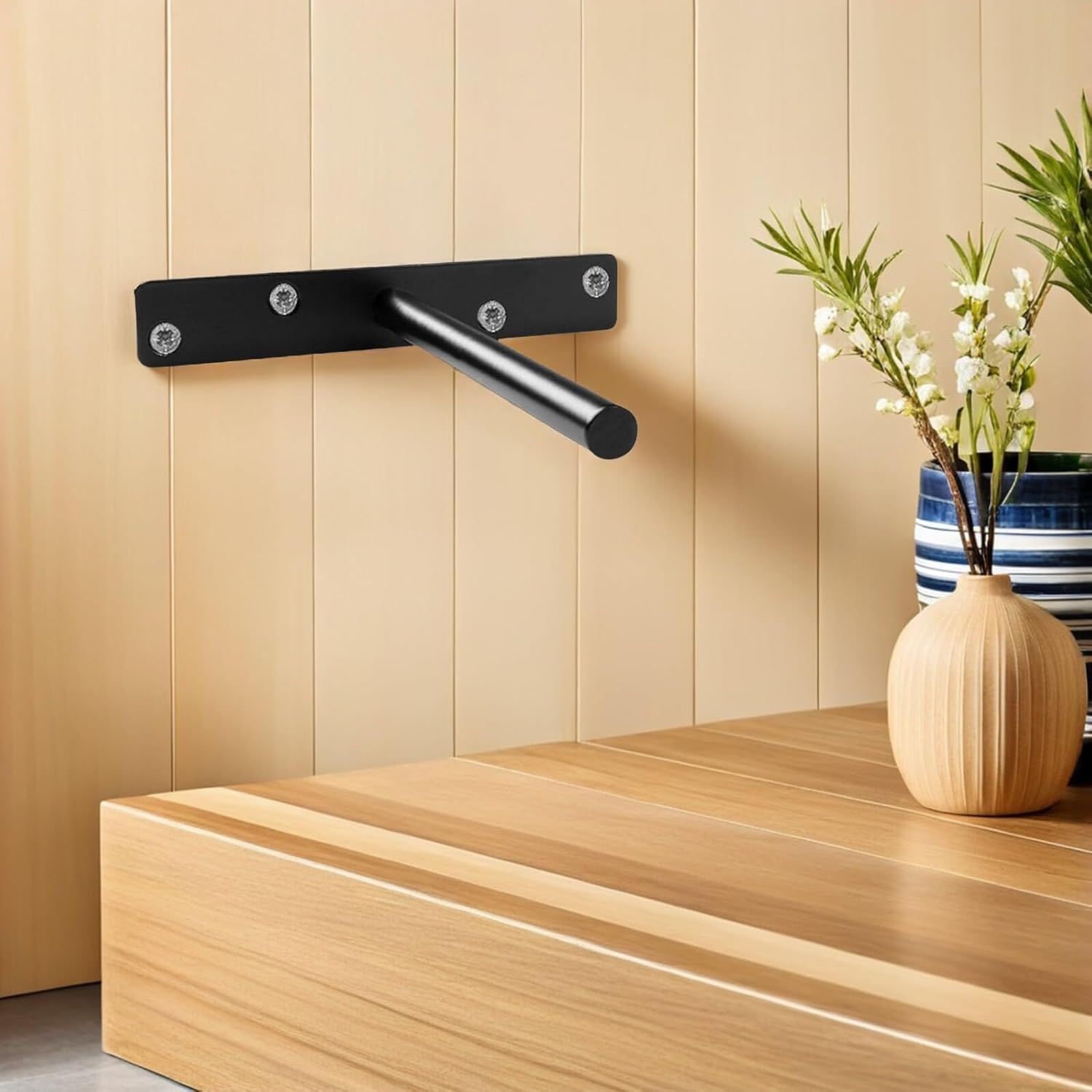 Vaguelly 7pcs Black Floating Shelf Brackets Invisible Wall Mount Supports Heavy Duty Hidden Brackets for Floating Wood Shelves Concealed Blind Hardware for Home and Office