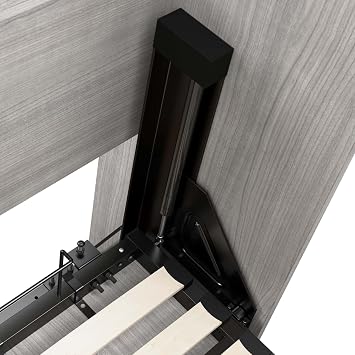 Bestar Versatile 65W Queen Murphy Bed in Platinum Gray, Sleeping Arrangement for Multipurpose Room