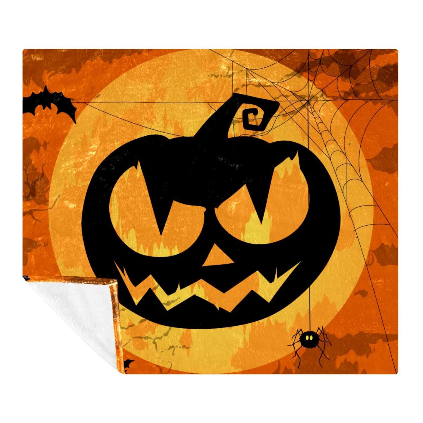Couverture douce pour canapé et lit avec motif citrouille d'Halloween, plaid de voyage léger