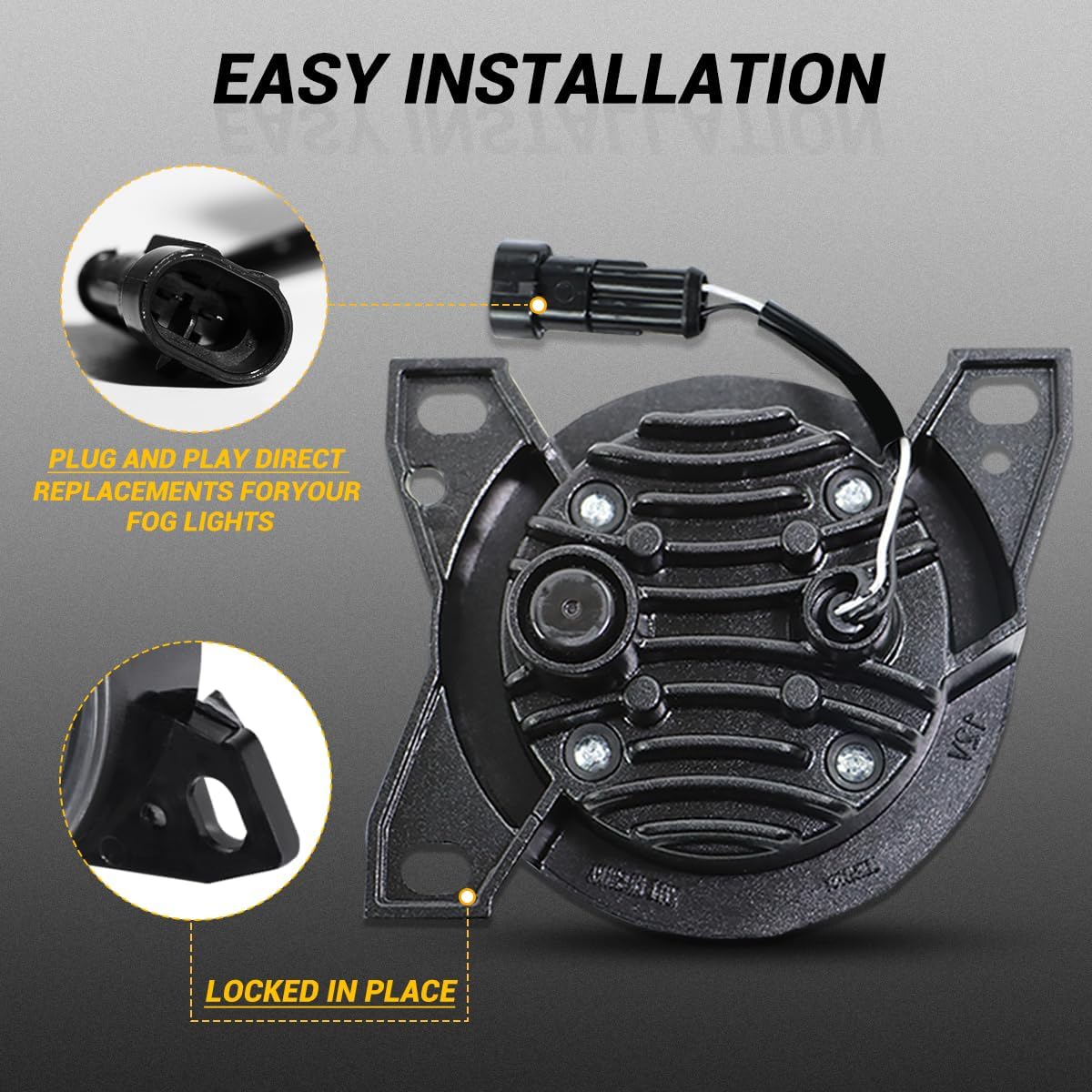 Fog Lights Assembly LED fit for Peterbilt 579(2013-2022), Peterbilt 587(2013-2022), Kenworth T660(2013-2021) Fog Lamp Driver and Passenger Side Semi Truck (Black)