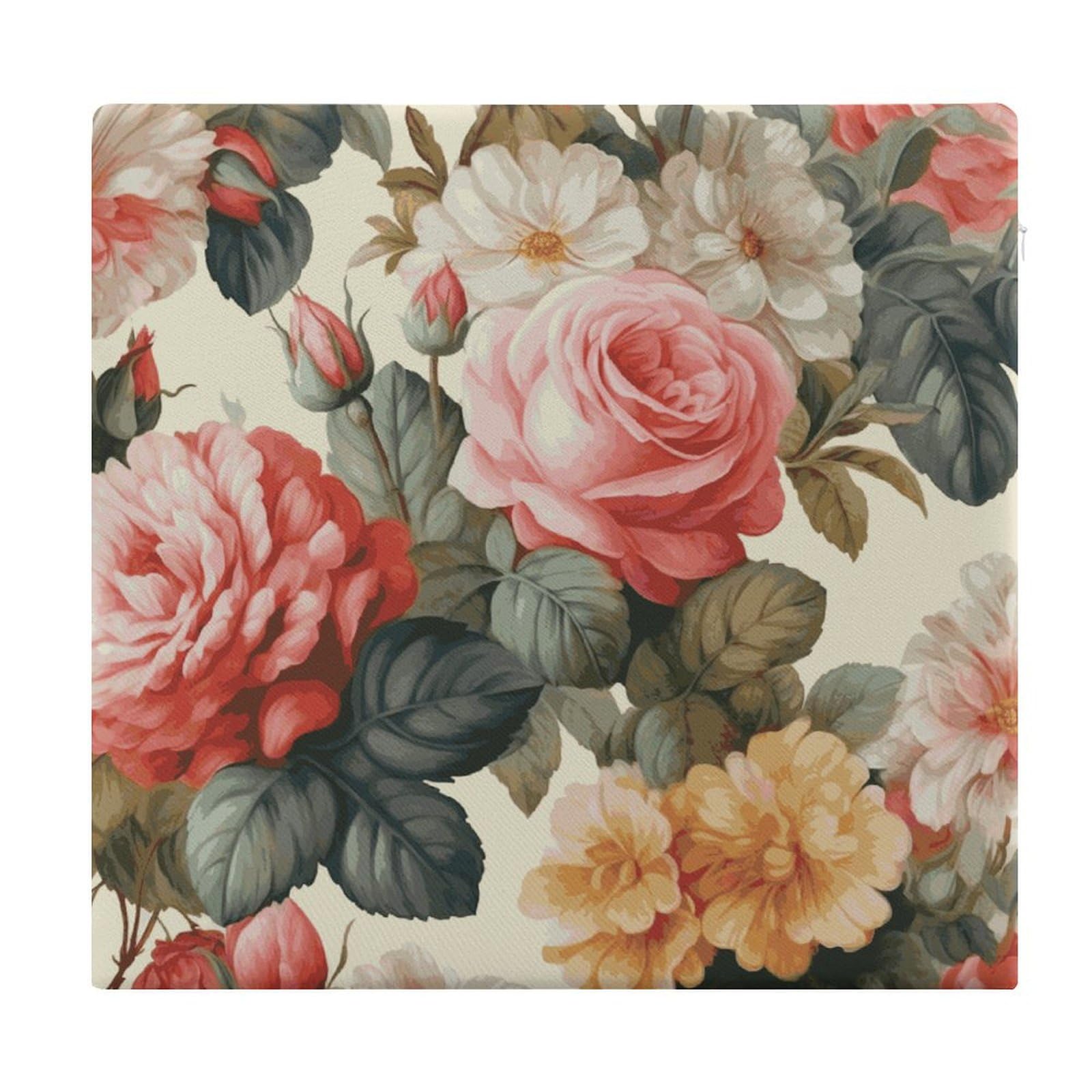 Coussin de sol de méditation pour adulte avec mousse mémoire de forme et imprimé floral rétro