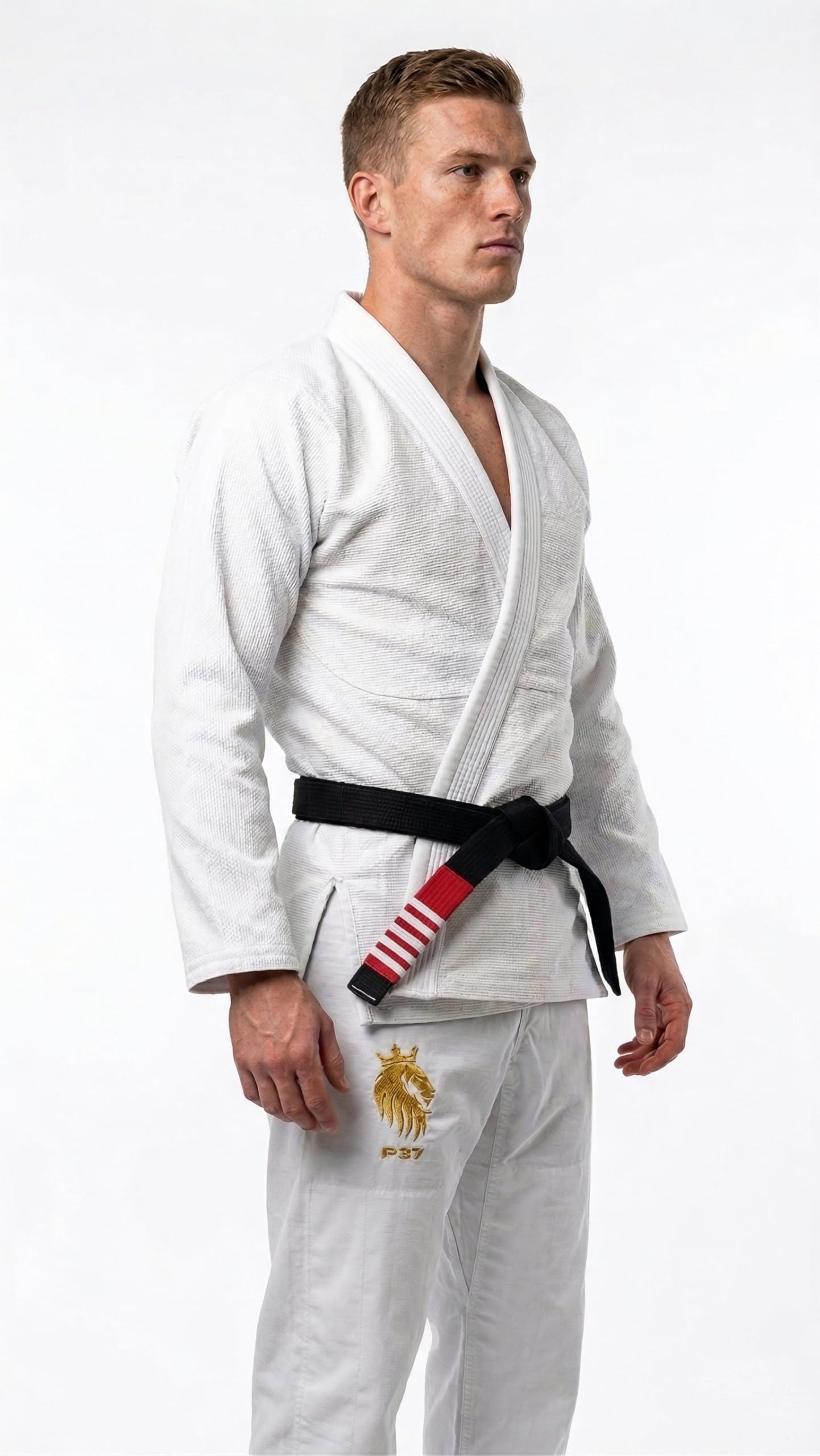 P37 Kimono BJJ Uomo A2 Bianco - Brazilian Jiu Jitsu Gi Pearl Weave, Pantaloni in Cotone Ripstop a Quadretti, Approvato IBJJF, Tessuto Pre-ristretto con Cintura Bianca Gratuita