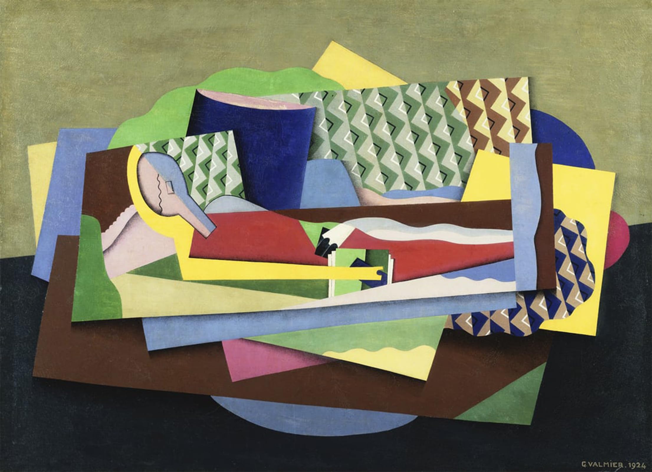 POSTERIIk Famous Modern Artwork Art Mural Woman Lying Down Femme Couchee by Georges Valmier Oil Paintings Pictures for Home Decor 60x90cm