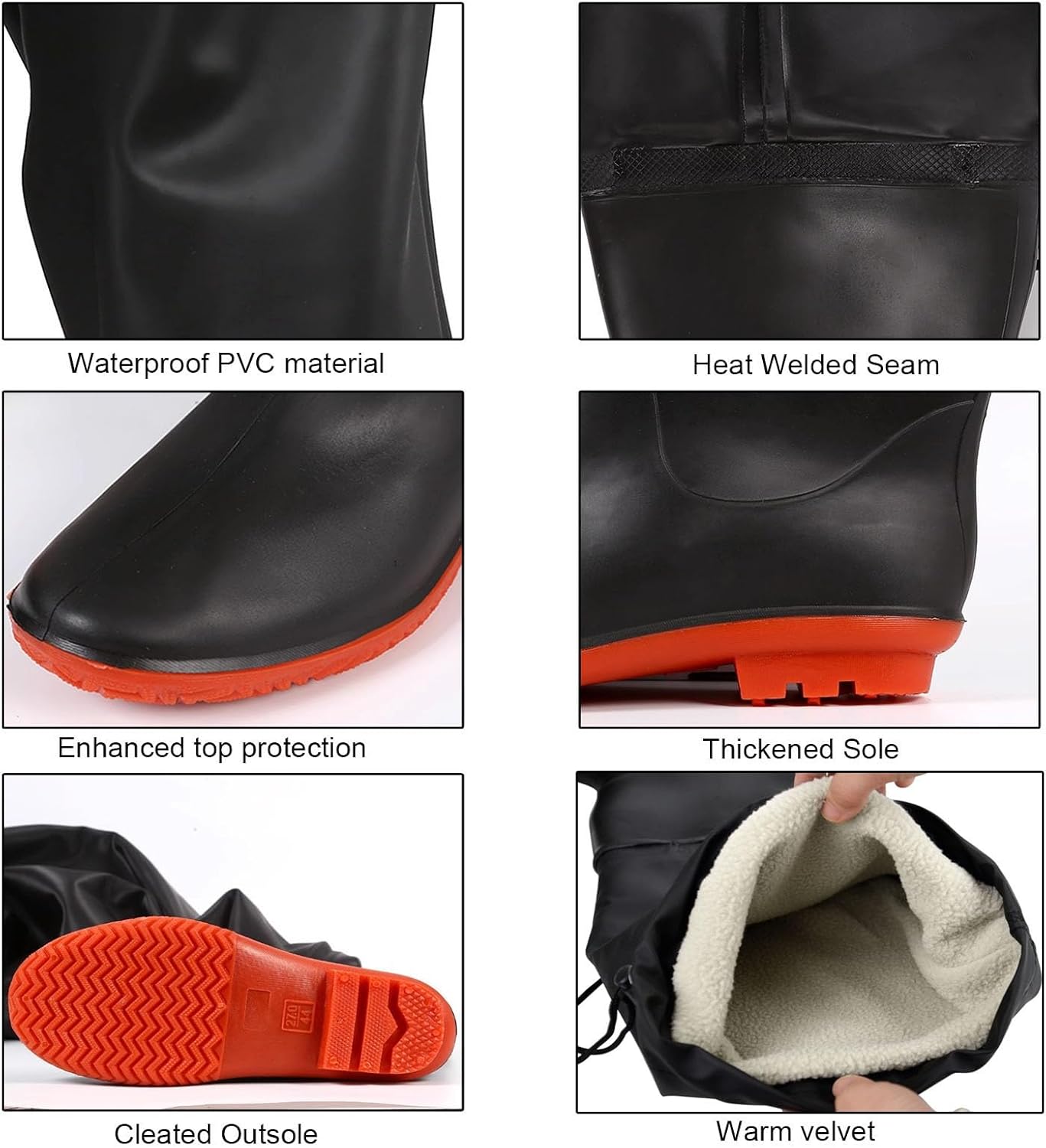 Hip Waders Thickened Warm Hip Wading Boots for Men, 80cm/31.49inch High Fishing Hip Waders Boots, for Outdoor Hunting