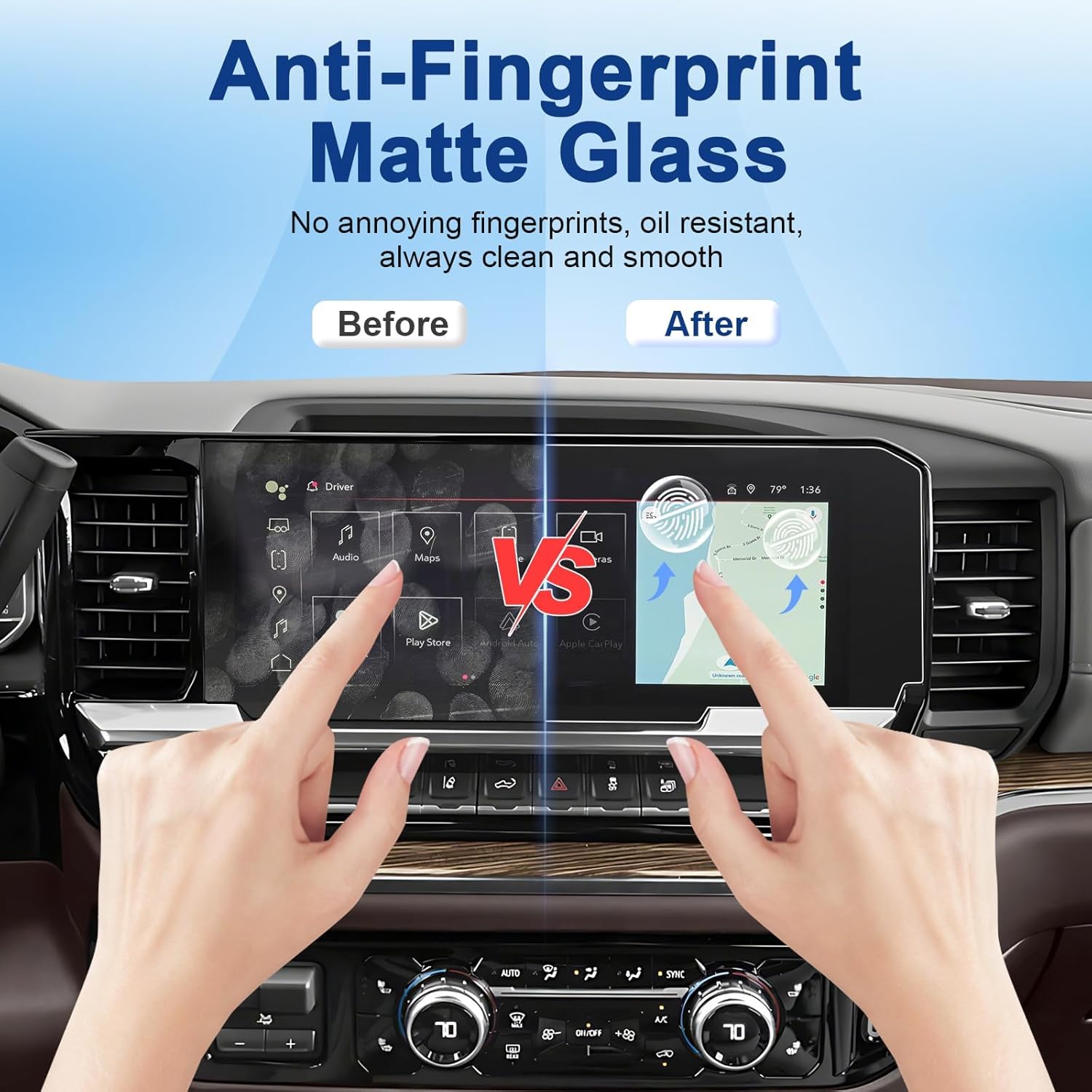 Anti-Glare Matte 2022-2026 Sierra 1500 Screen Protector, for GMC Sierra (1500/2500HD/3500HD)(SLE, SLT, Elevation), 9H Tempered Glass 2025 Sierra Accessories Anti-Fingerprint 13.4" Without Hole