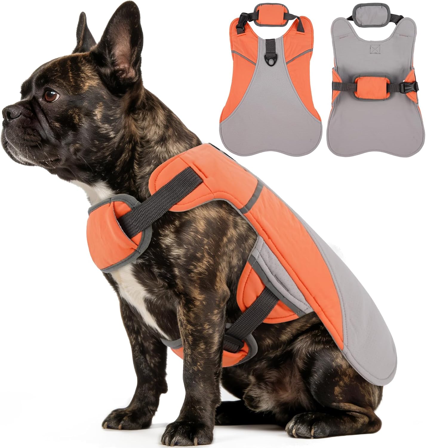 DENTRUN Dog Cooling Vest with Dual Absorbent Core, Adjustable Sun Protective Vest for Hot Weather, Doggie Ice Jacket Hiking Travel Summer Essentials, Reflective, Sun Protective Vest, Orange S