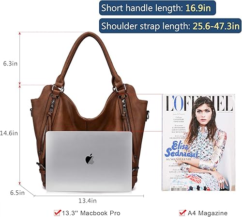 Miniatura 4 de Bolso de mano oculto para mujer bandolera de cuero bolso grande con funda desmontable Bolso Hobo oculto Negro-M, Marrón-M, Café-m, Gris/M, Nude-m,