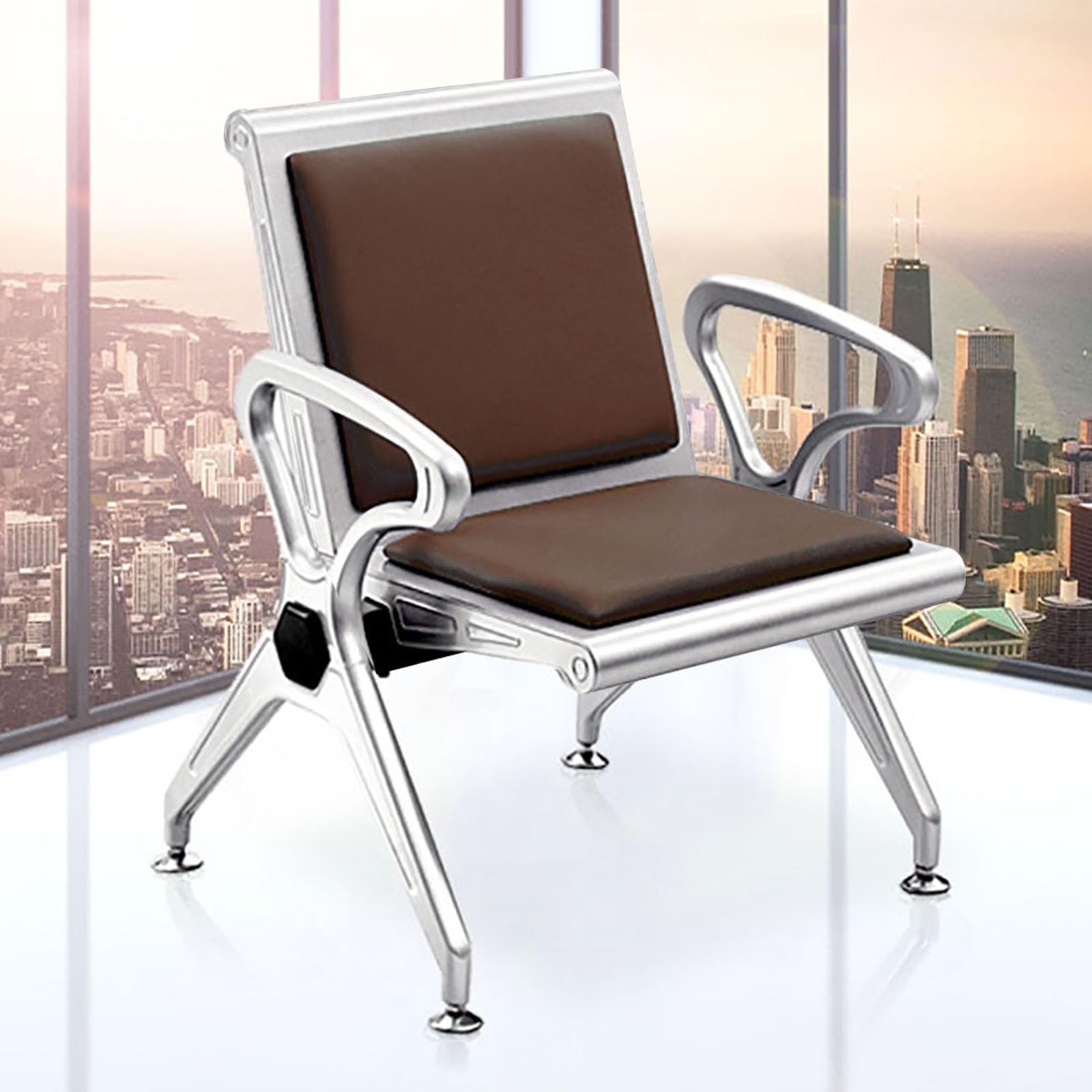 SnamicE Sturdy Waiting Room Bench Set-Comfortable Leather Cushions Office Chairs with Armrests and Backrests Ideal for Lounges Airports Hospitals and Reception Areas,