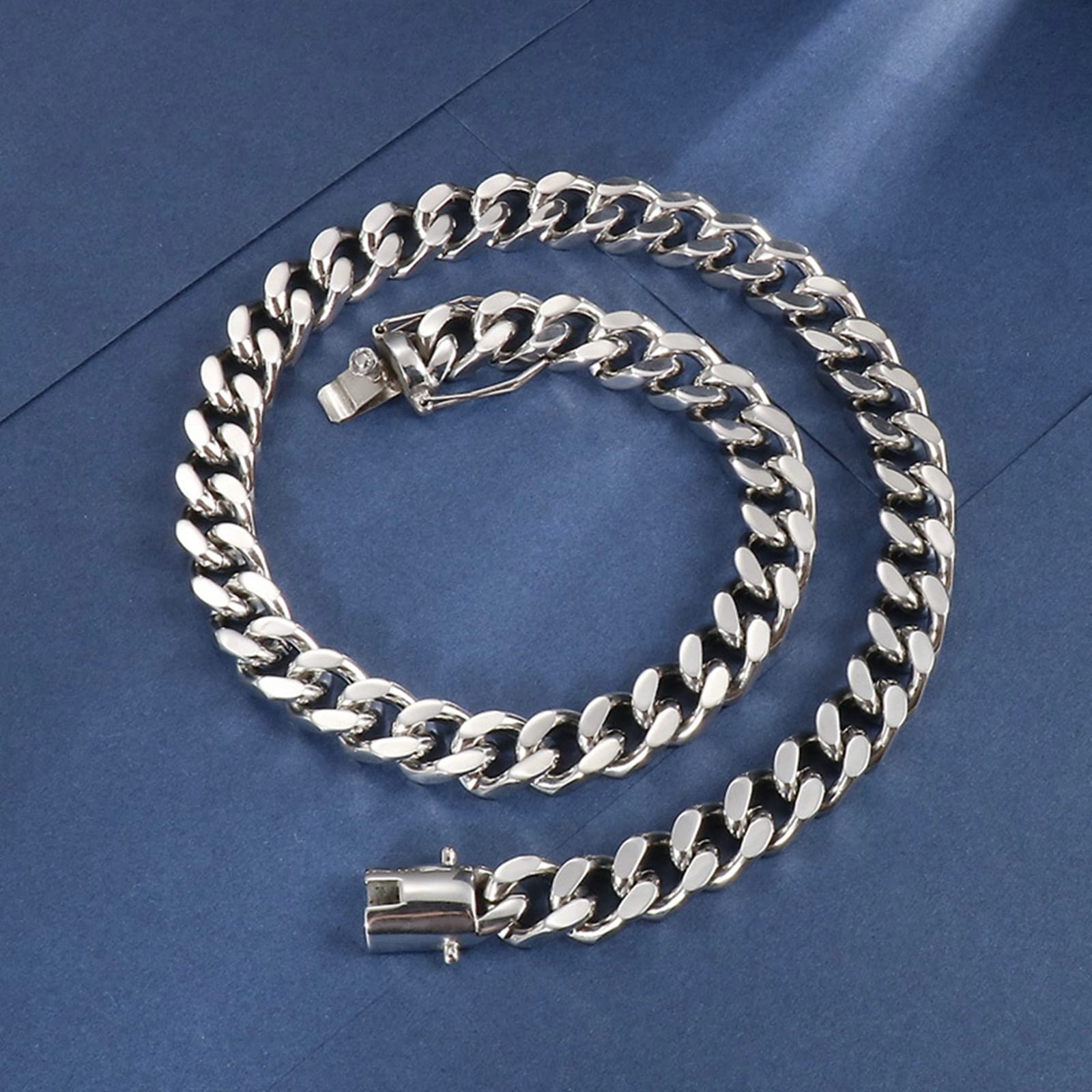 18-30 Zoll Herrenkette 12 mm, Hip-Hop-Panzerglied aus Edelstahl in Gold/Silber