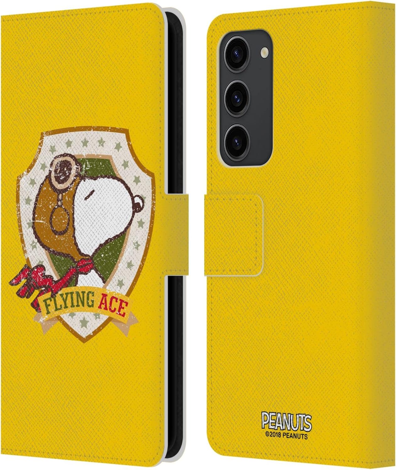 Head Case Designs Officially Licensed Peanuts Flying Ace The Many Faces of Snoopy Leather Wallet Case Compatible with Samsung Galaxy S23+ 5G