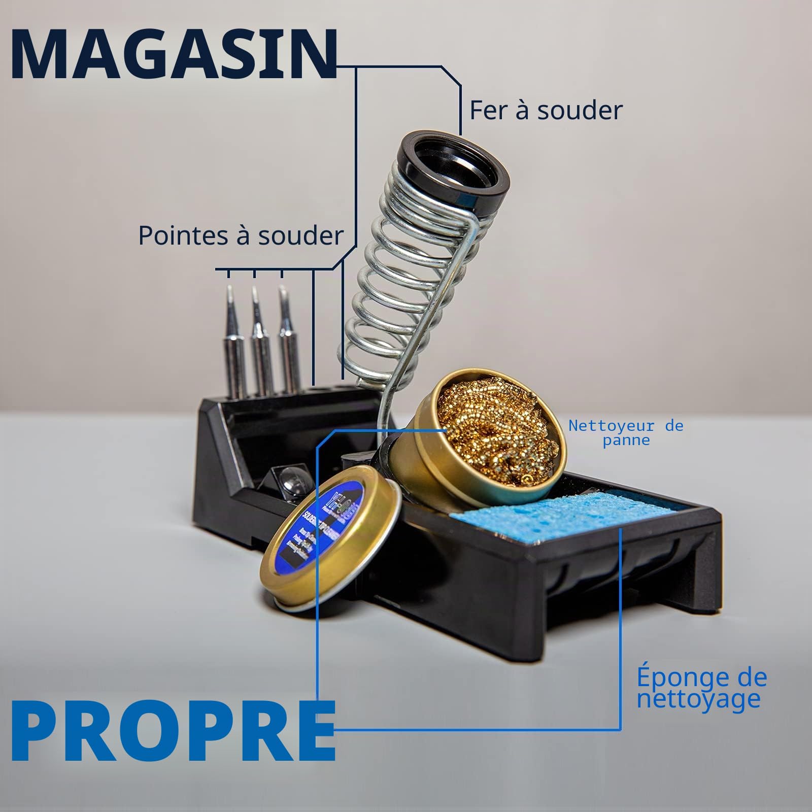 YIHUA 928D-III Fer à souder set avec fonction de stabilisation de la température et affichage LED 3 Pannes à Souder 15g 1.0mm de soudure pompe à dessouder pour le soudage et le dessoudage(EU PLUG)