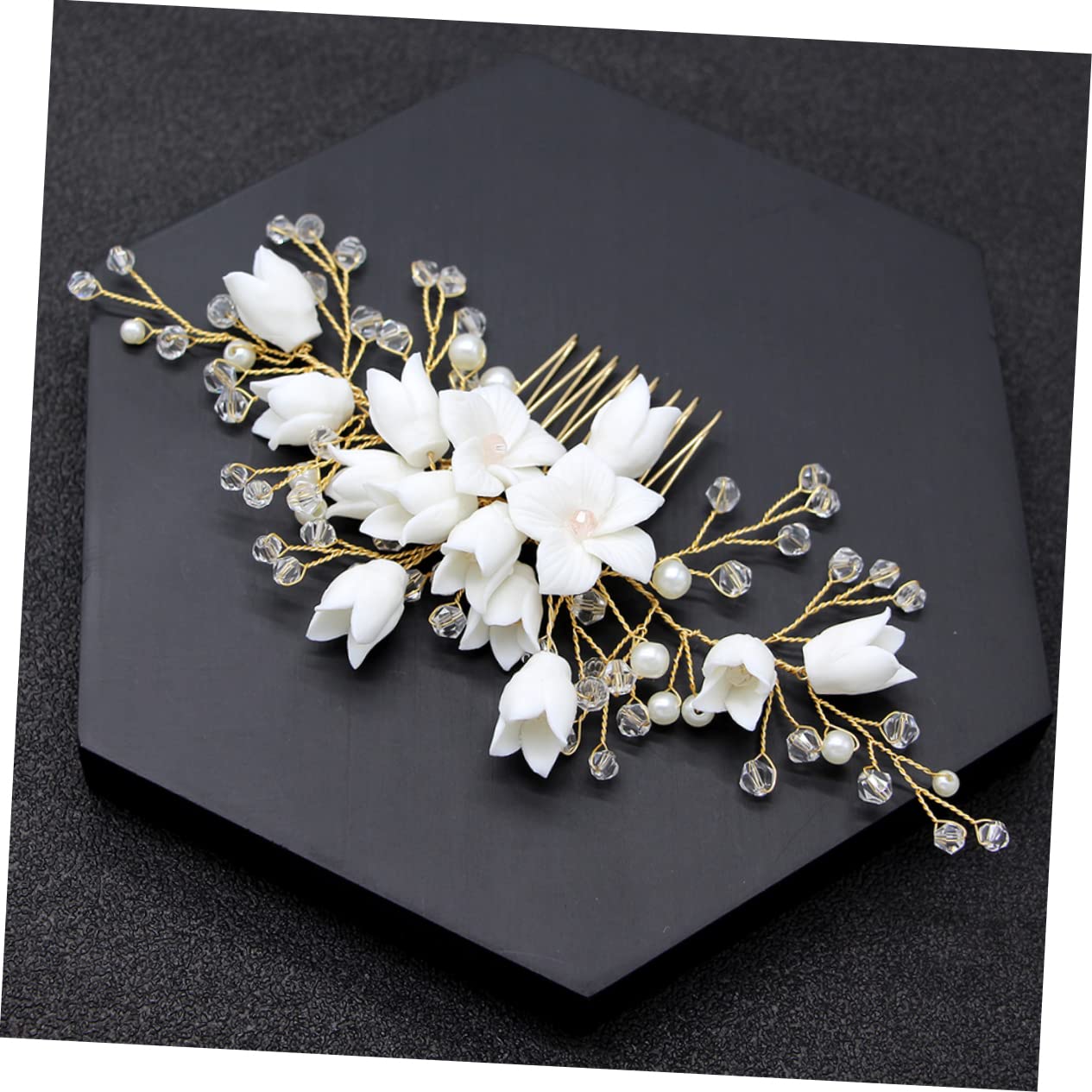 3pcs Bridal Hair Comb Pearl Crystal Flower Decor for Wedding Reception