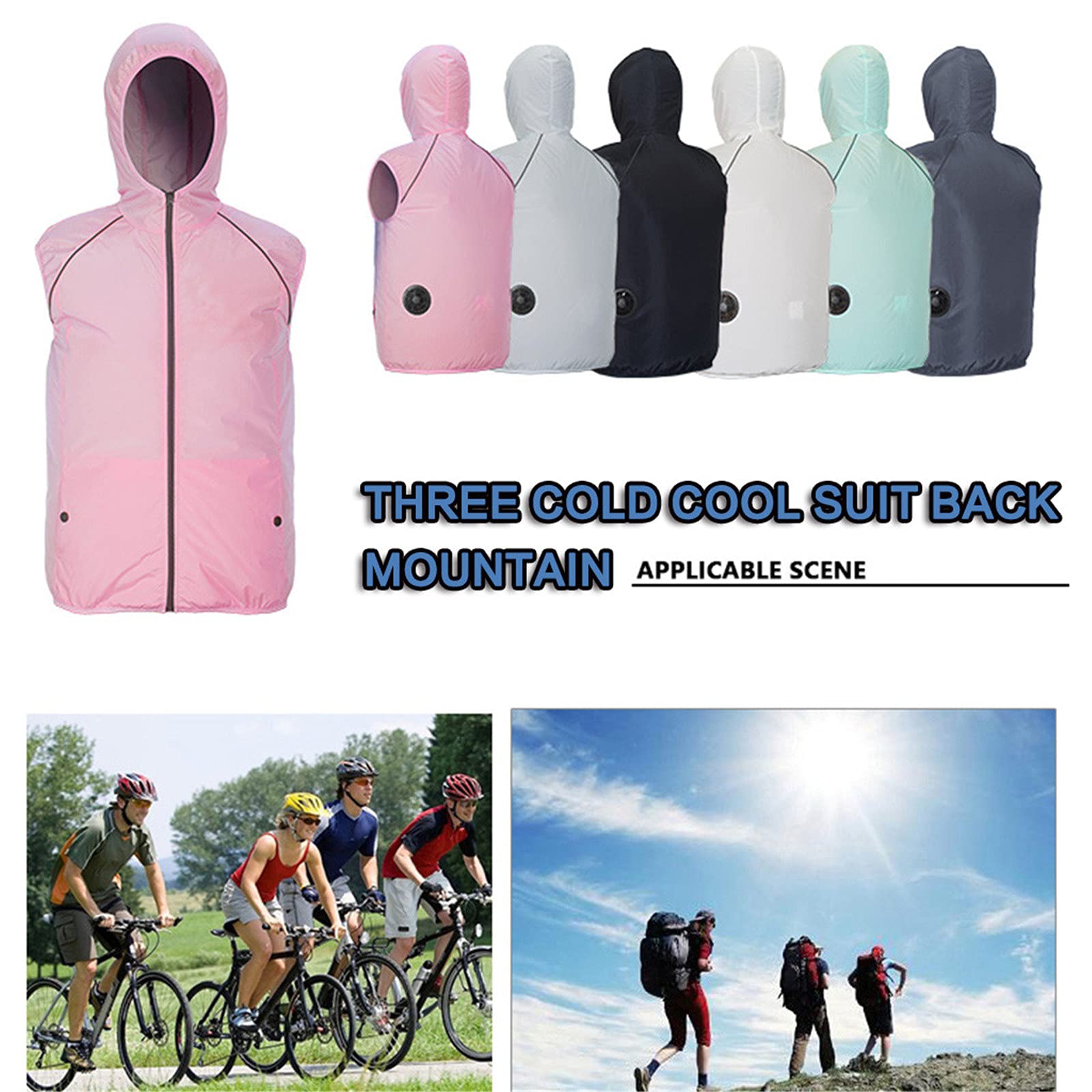 Elektrische Lüfter-Kühlweste Männer Frauen Sommer Klimaanlage Kapuze Ärmellose Jacke Atmungsaktive Kühle Gilze im Freien, Schwarz, 4XL