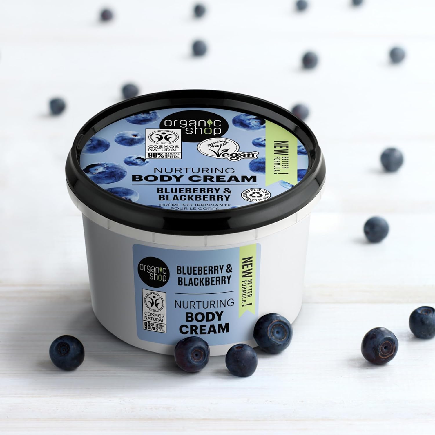 Organic Shop Blueberry & Blackberry Nurturing Body Cream, 100% Vegan & Organic, Daily Nourishing & Moisturizer, Body, Face, Hand & Foot Natural Lotion, Intensive Care & Skin Hydration. 250ml - Image 5
