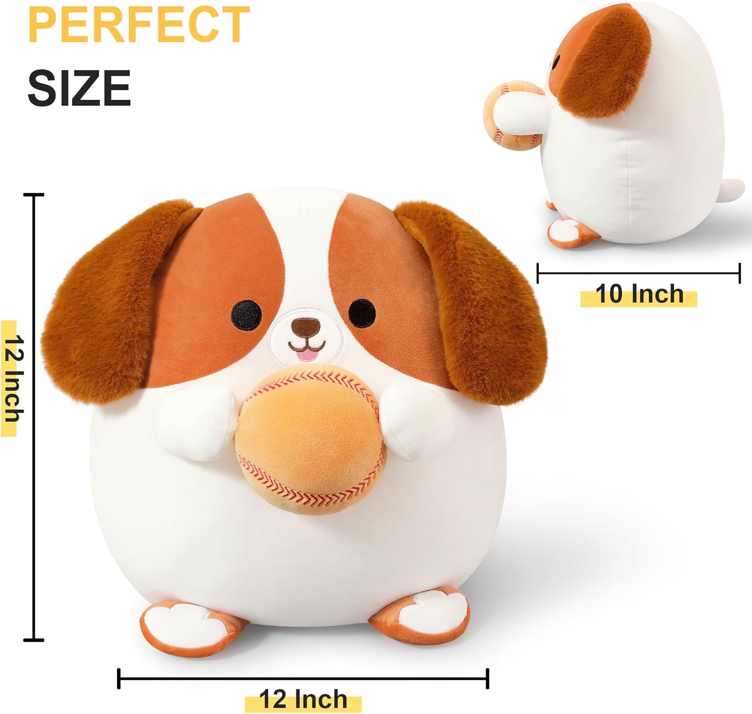 Onsoyours Original Beagle Dog Stuffed Animal with Baseball - 12 inch Soft Sport Puppy Plush Toy, Cute Plushies for Kids & Adults Brown
