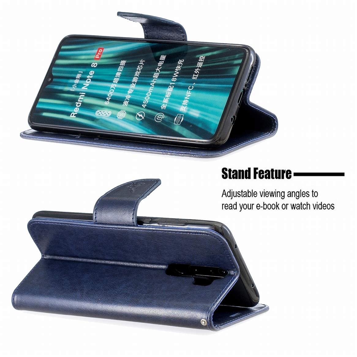 Cover per Xiaomi Redmi Note 8 Pro Custodia, Premium Pelle PU Magnetica Portafoglio Cover Custodia compatibile Xiaomi Redmi Note 8 Pro Viola