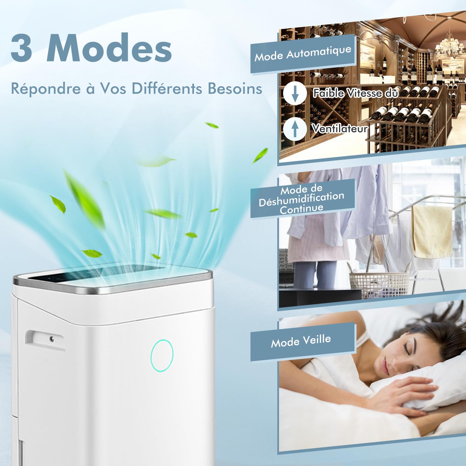 RELAX4LIFE Deshumidificador Portátil de 25L/24H para 50㎡ con Depósito de 6,5L, Deshumidificador de Aire con Función Secadora de Ropa, Ventilación de 2 Velocidades, 3 Modos y Temporizador 1-24H