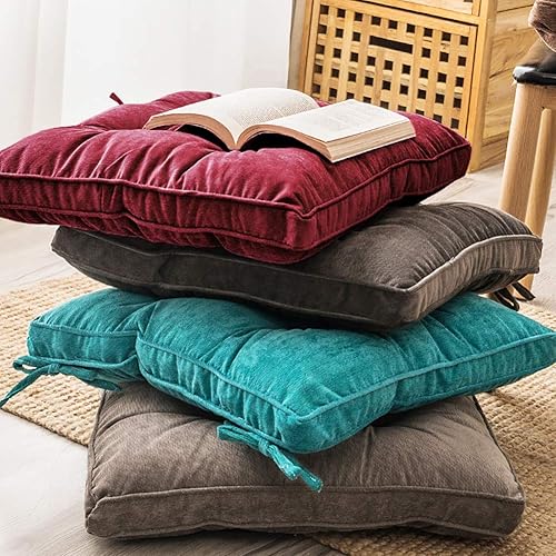 Miniatura 5 de Tiita - Almohada cuadrada para el suelo, cojín de asiento grueso para yoga, meditación, sala de estar, balcón, oficina, exterior, 22 x 22 pulgadas.