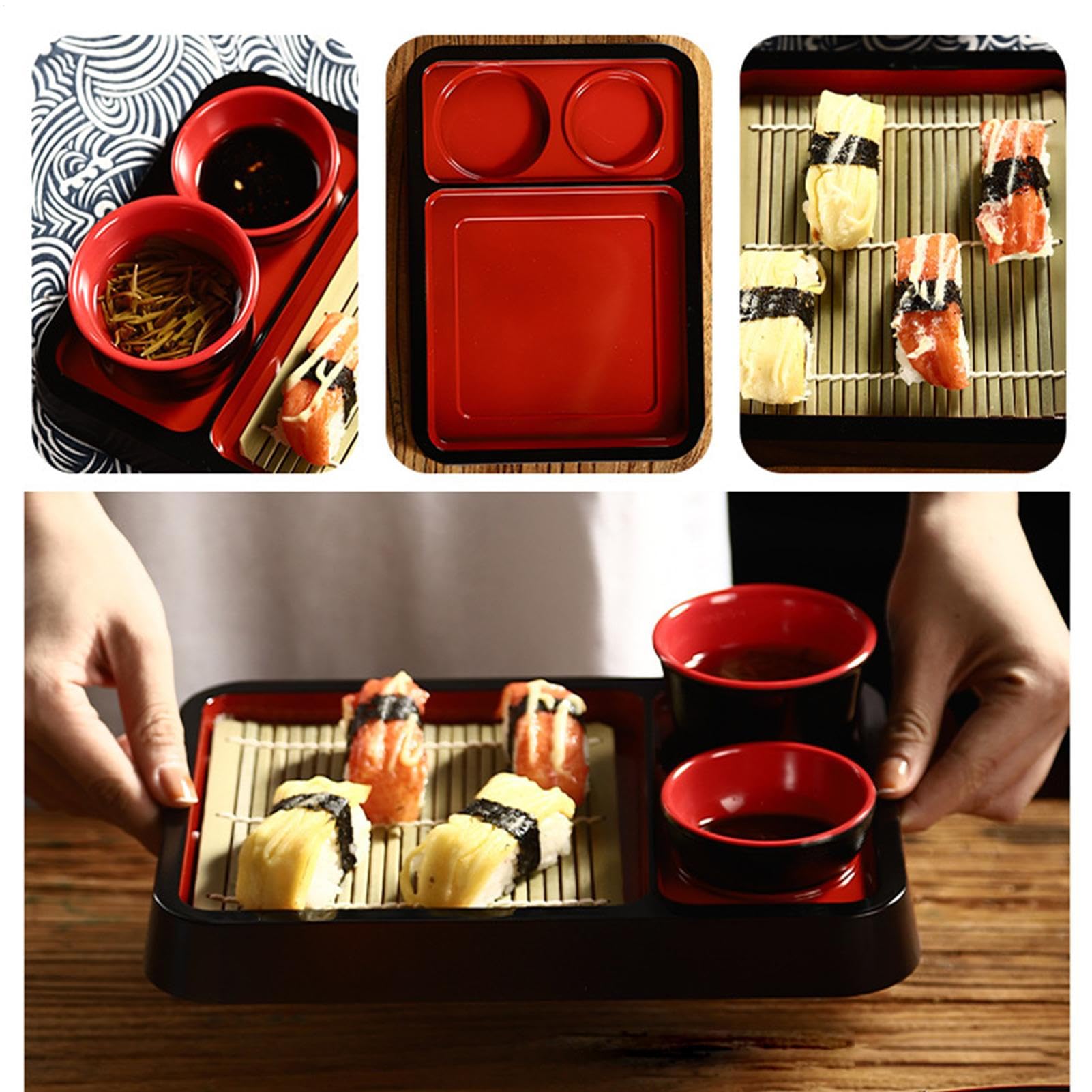 Vassoio Di Servizio Soba, Piatti Di Tagliatelle Soba Giapponesi Set | Vuoto Non Scivolato Per Stoviglie Per Salse Condimenti Snack APEPETIT APETÉSIR PEUILLET DIGNER DIRETTA