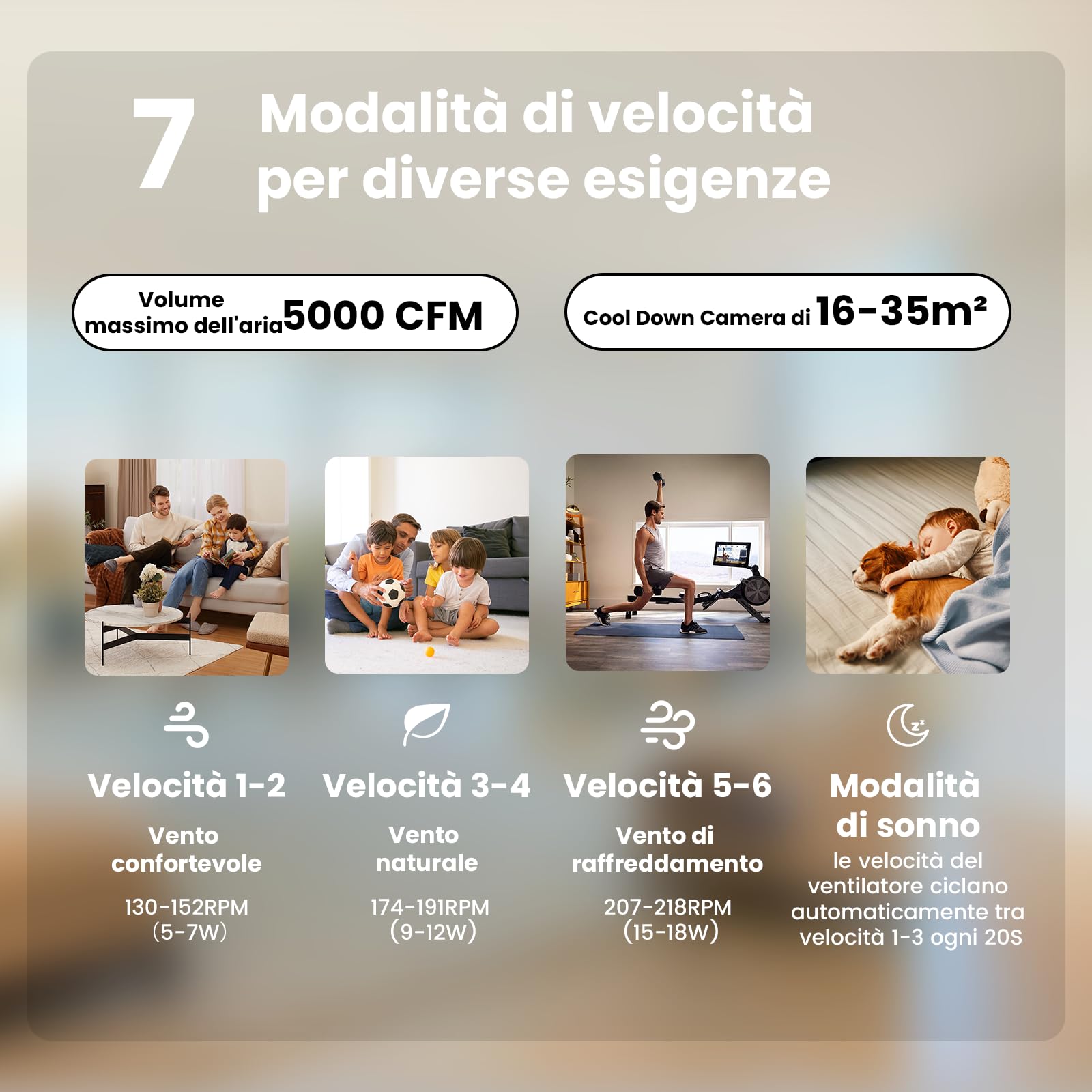 Newday 122cm Ventilatore da Soffitto Bianco con Luce e Telecomando, Ventola Soffitto con 4 Pala, Dimmer senza passaggi, Modalità 7 velocità, Timer, Reversibile Motore DC Silenzioso per Soggiorno