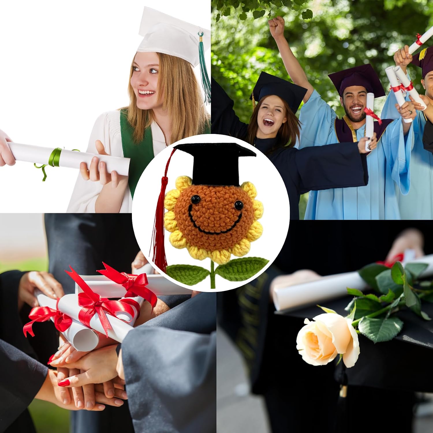 Crochet Sunflower Bouquet Graduation Gift, Handmade Flower Keepsake image 4