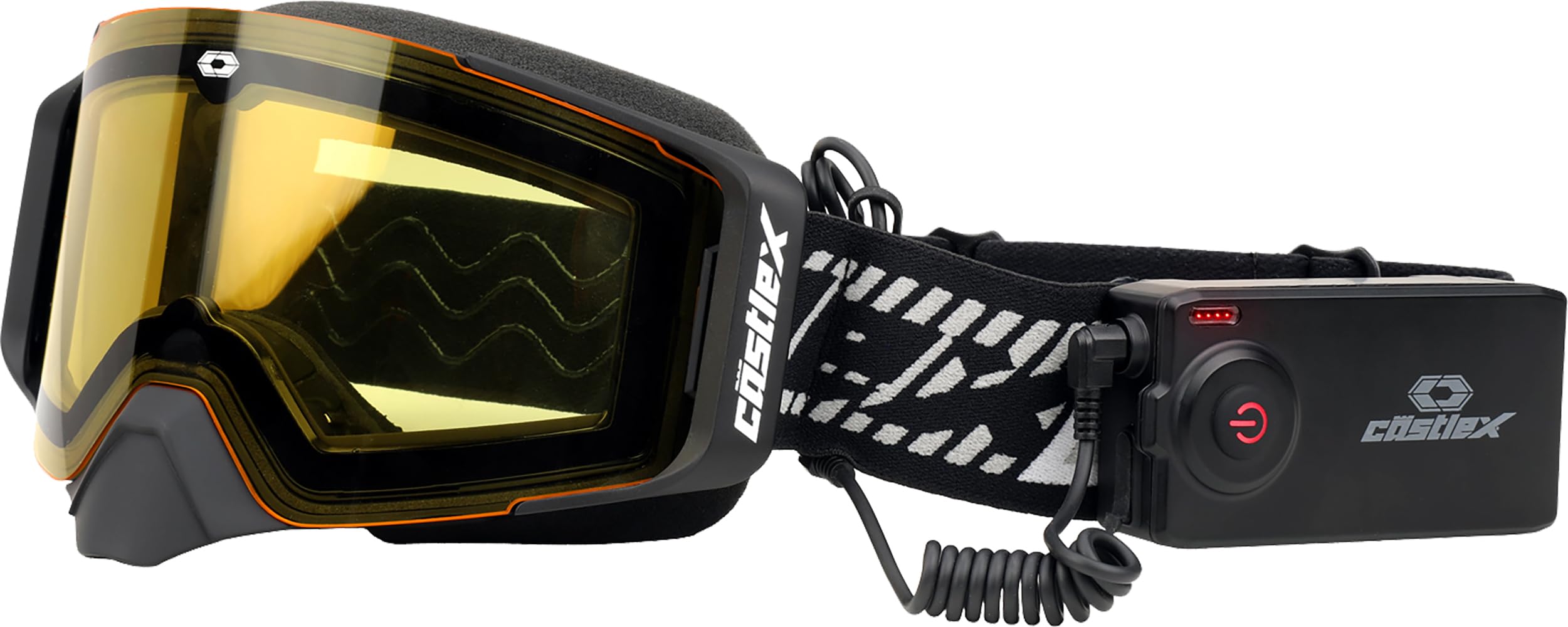 Castle X Coil Heated Snow Goggles - Anti-Fog Goggle for Ski, Snowboard, Snowmobile, White/Gray