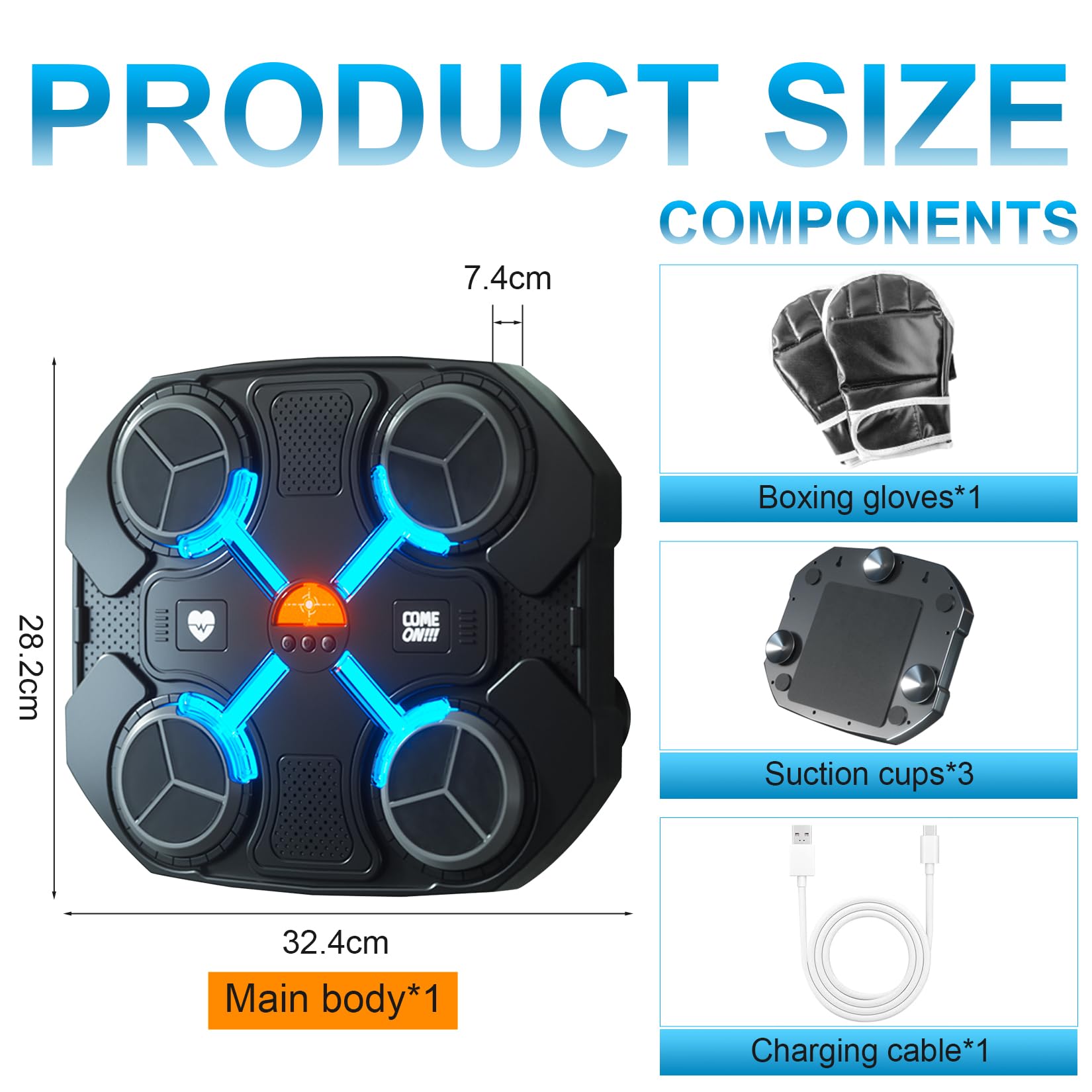 Macchina Da Boxe Musicale Con Guanti - Bluetooth, 3 Velocità, Con Ventose Per Parete, Per Adulti E Bambini - Foto 12