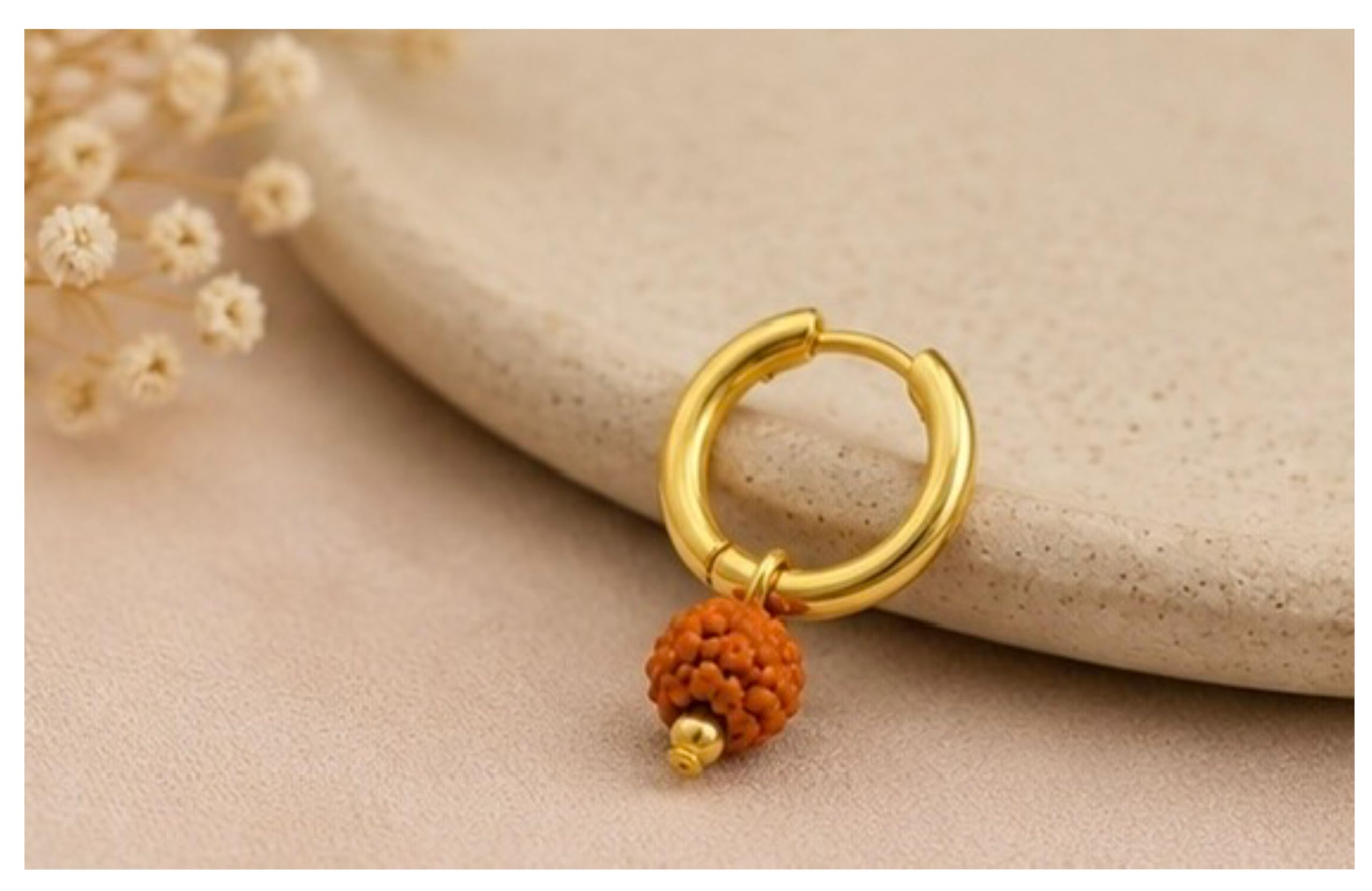 Anti Tarnish Golden Lord Shiv Mahadev Rudraksha Bali Earrings Drop Dangle Hoop Stud For Men, Women, Boys & Girls Religious Spiritual Jewellery Gift For Daily Wear-image-10
