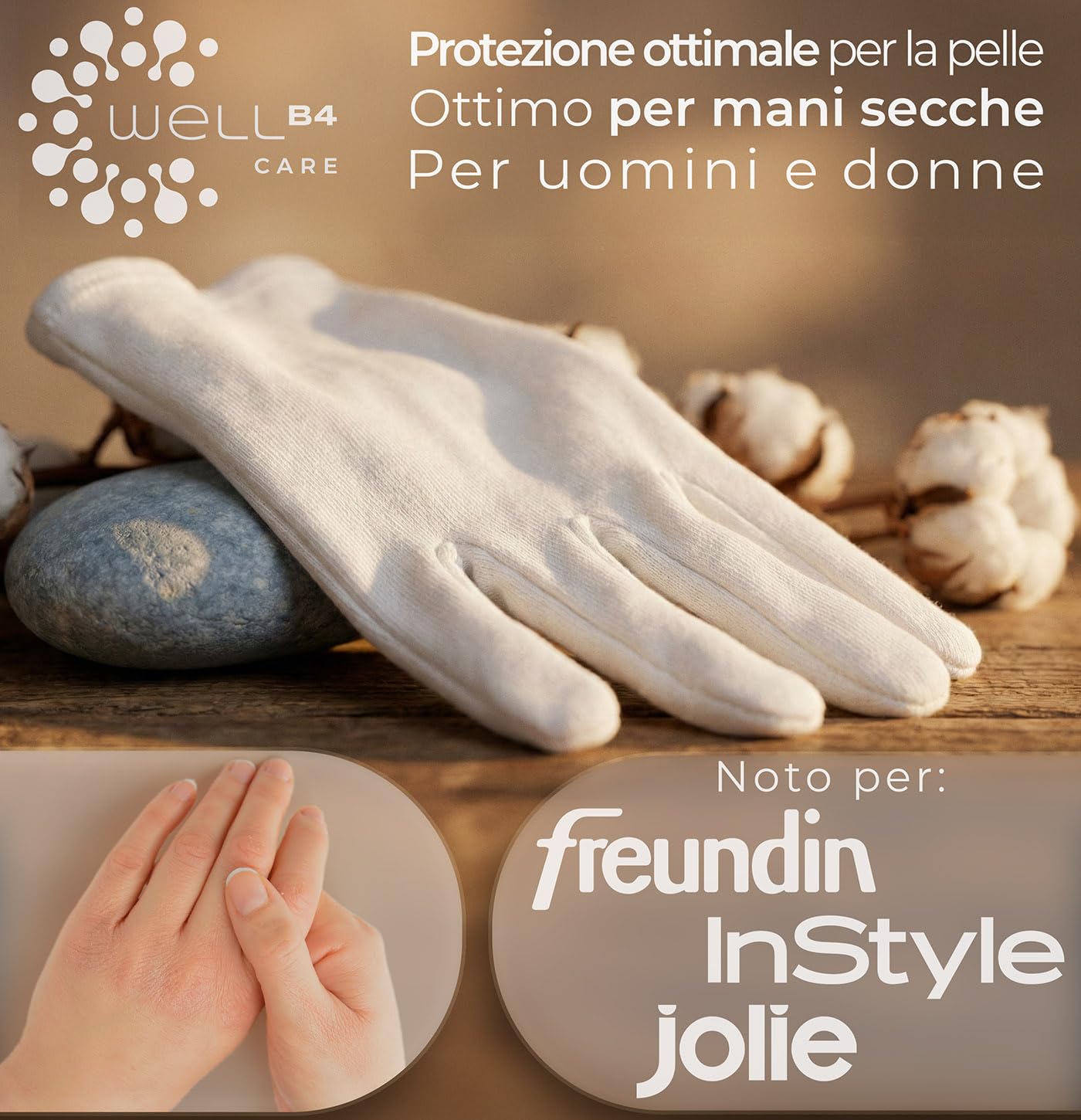 Guanti in cotone (Dermatest: eccellent), Guanti in tessuto morbido per maschere per le mani, Guanti in tessuto con compatibilità cutanea certificata, guanti idratanti, guanto in stoffa,Pacco da 3 Paia