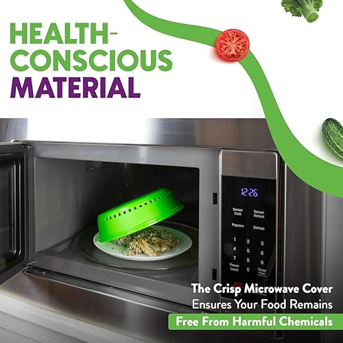 Miniatura 6 de Crisp Cubierta verde brillante para salpicaduras de microondas para alimentos, platos y más, tapa y accesorios a prueba de salpicaduras, duradera,