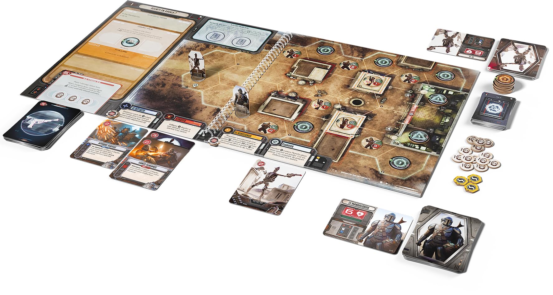 Asmodee Niespodziewane gry Star Wars - The Mandalorian Adventures - Gry planszowe - Gry planszowe - Gra kooperacyjna dla dorosłych i dzieci od 12 lat - od 1 do 4 graczy - wersja francuska
