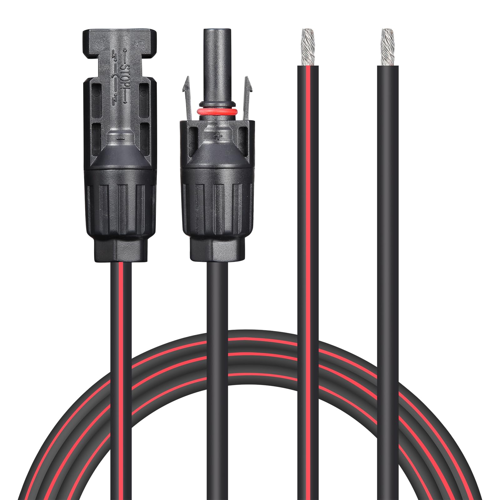 Solarkabel 4mm², Verlängerungskabel, Solarkabel Verlängerung 15M (50ft) mit Stecker, Photovoltaic (PV) Kabel, Solarpanel Verbindungskabel (12AWG)