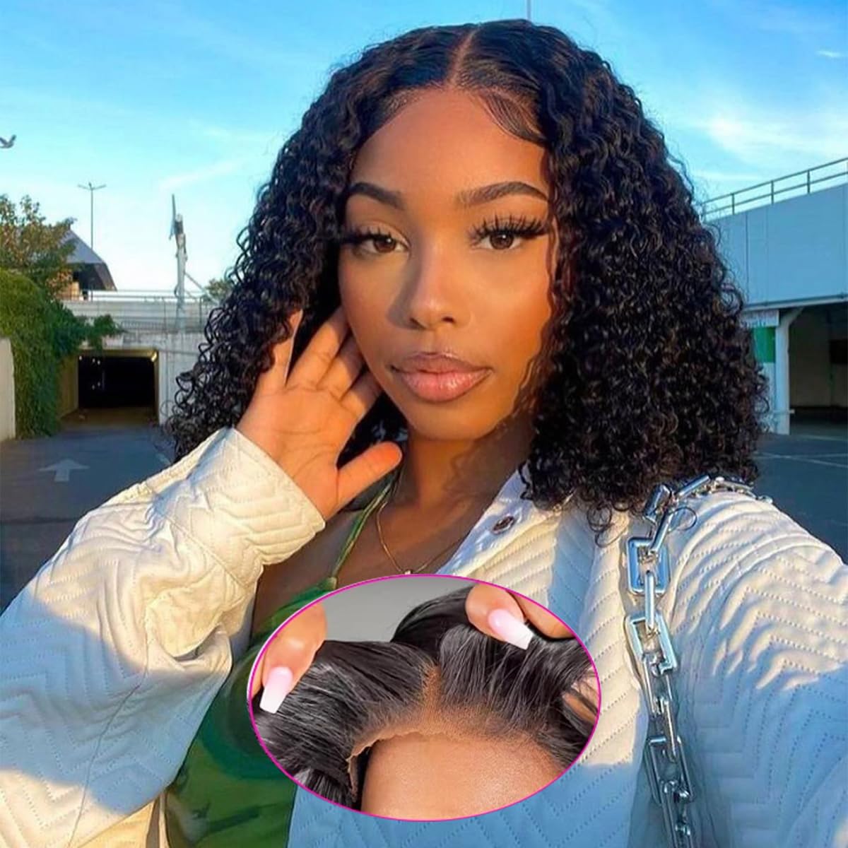 Amazon.com : Tascal Wear and Go Glueless Curly Bob Wig Human 