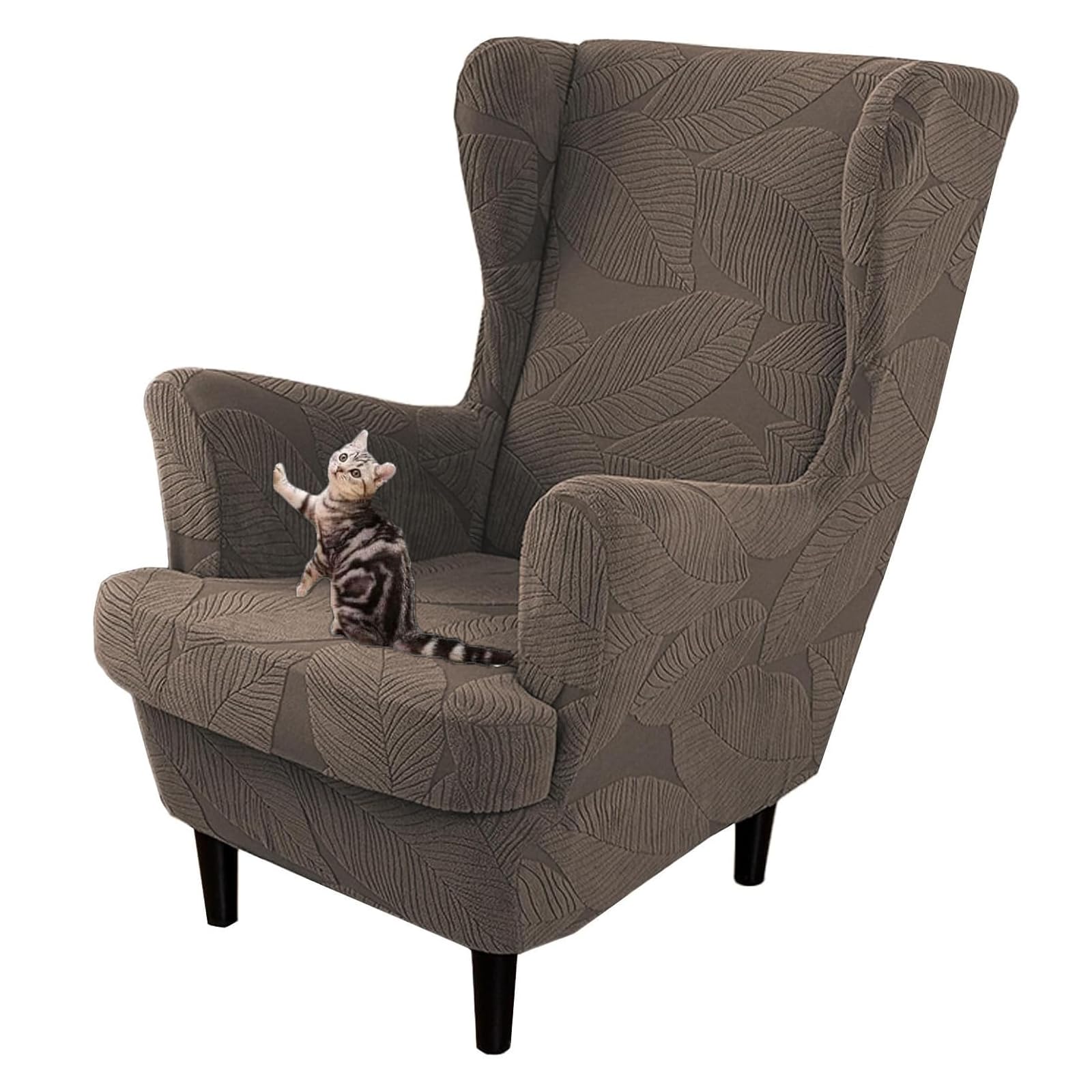 Copripoltrona con Schienale Alto Elasticizzato in 2 Pezzi Copripoltrona con Schienale Alto Moderno E Fodera per Cuscino per Soggiorno Camera da Letto Verde