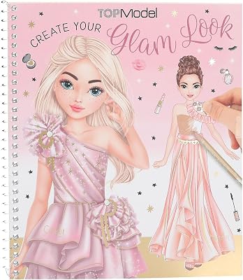 Depesche 13583 TOPModel Create Your Glam Look Colouring Book Set with 36 Pages for Designing Outfits, Includes 6 Sticker Sheets