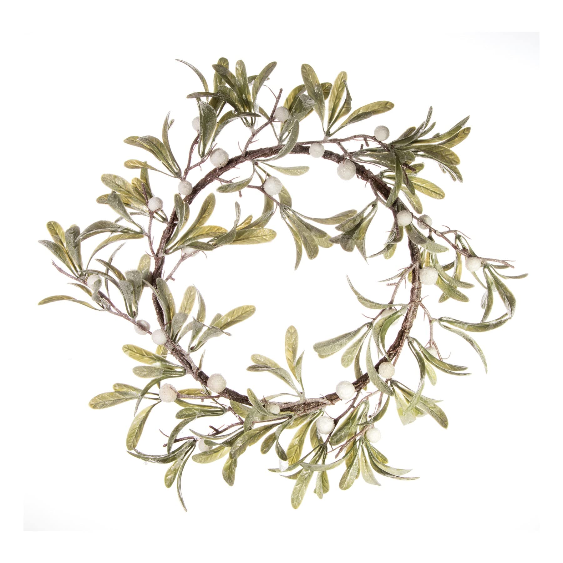 Premier Green Christmas Round Glitter Mistletoe Wreath 35Cm - Door Decoration
