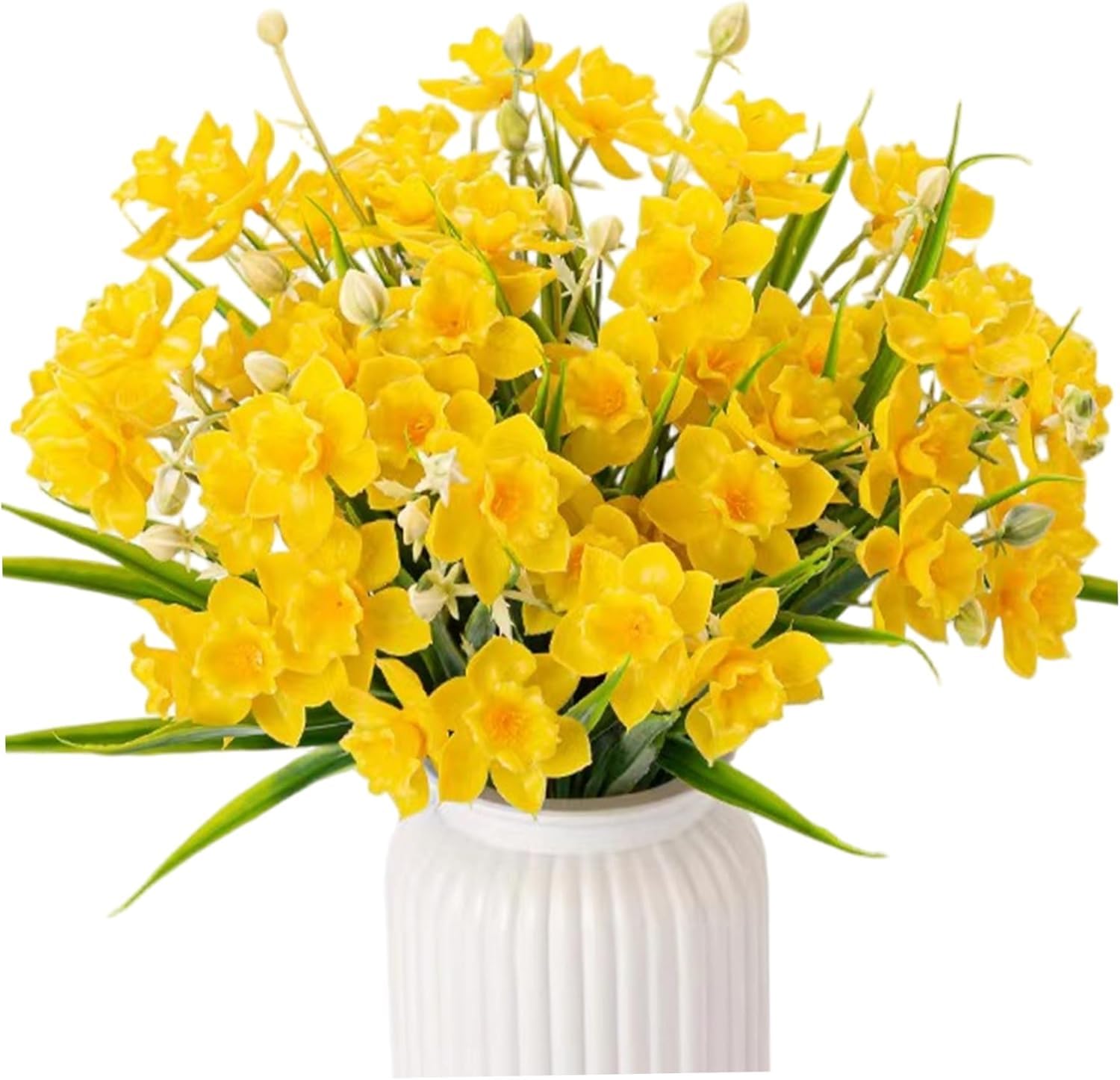 2 Bunches 20 Blooms Artificial Daffodils, 11.81 Inch Yellow Flowers, Spring Flowers Realistic, Daffodil Flower Arrangement for Indoor Outdoor Home Garden Wedding Easter Decor (Yellow)
