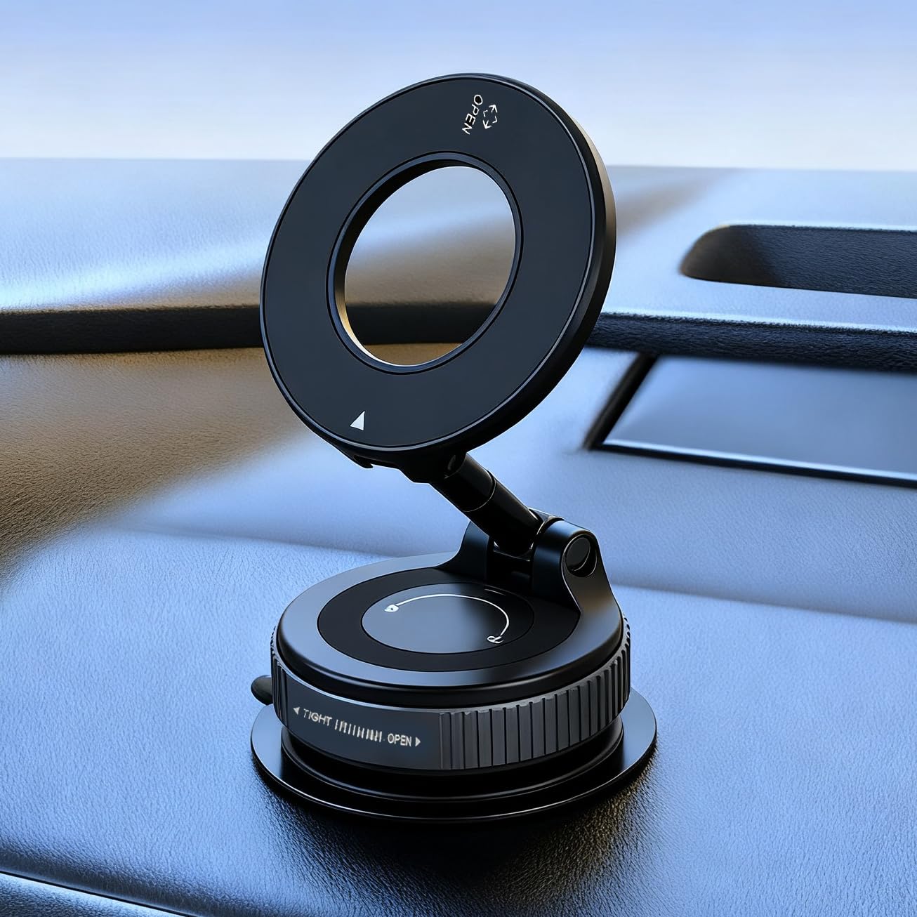 Soporte para Movil Coche Ventosa con 360°Brazo Metálico, Salpicadero Soporte Telefono COC-he Soporte Magnetico Movil Coche Iman para iPhone 16 15 14 13 12 y Funda para MagSafe