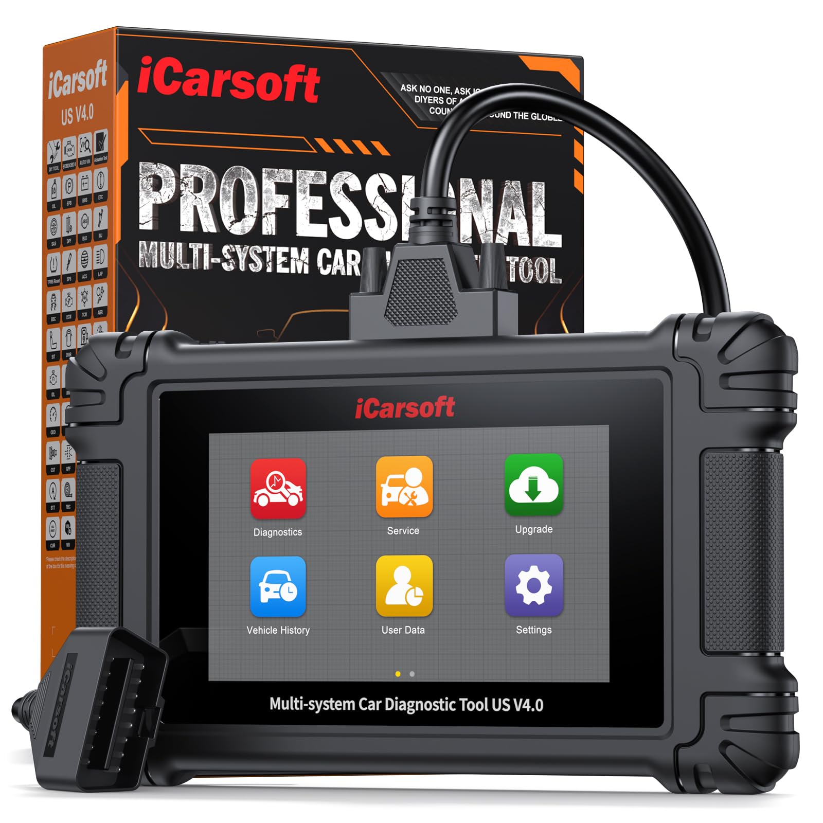iCarsoft US V4.0 OBD2 Auto Diagnostica per Ford/GM/GMC/Jeep/Chevrolet, Diagnosi Auto in Italiano per Tutti i Sistemi, 41 Servizi di Ripristino, Test Bidirezionale, Auto VIN, Aggiornamento WiFi