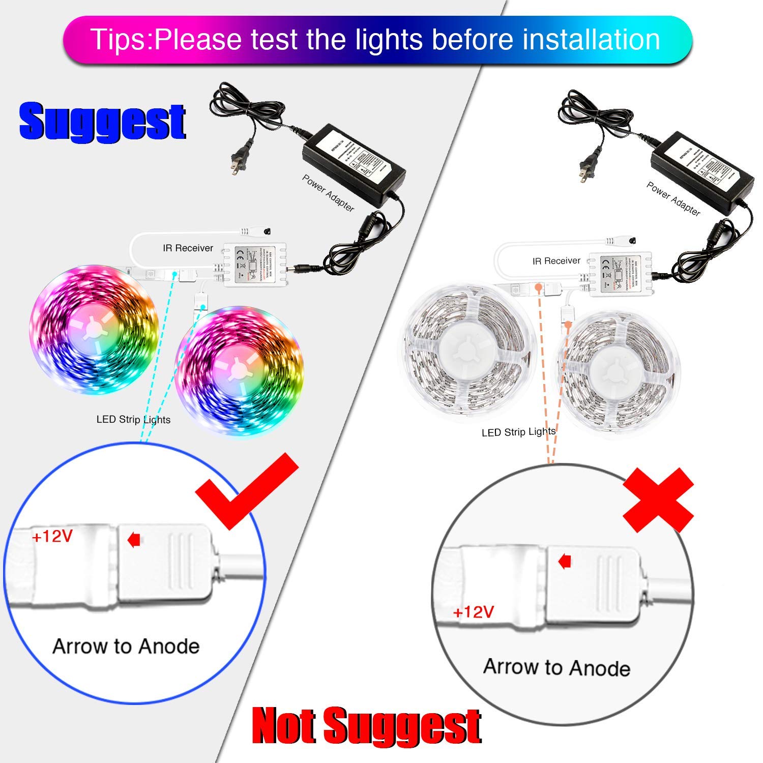 Amazon.com: DAYBETTER Led Lights Color Changing Led Strip Lights with  Remote Controller 60ft and White LED Strip Light 40ft : Tools & Home  Improvement