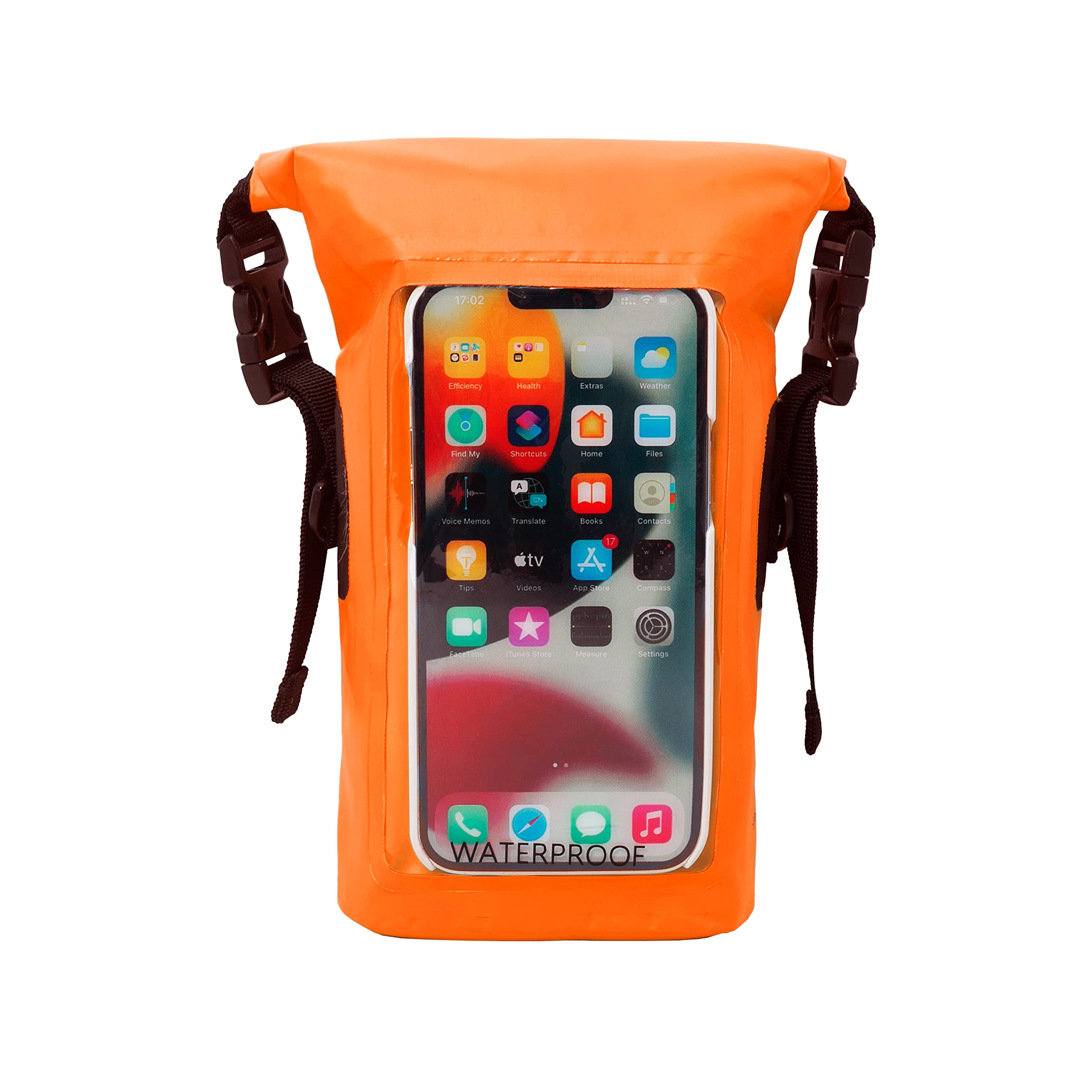 geckobrands Wodoodporna torba na telefon - torba na telefon na zewnątrz i torba na sucho - pasuje do większości modeli iPhone i Samsung Galaxy, neonowy pomarańczowy
